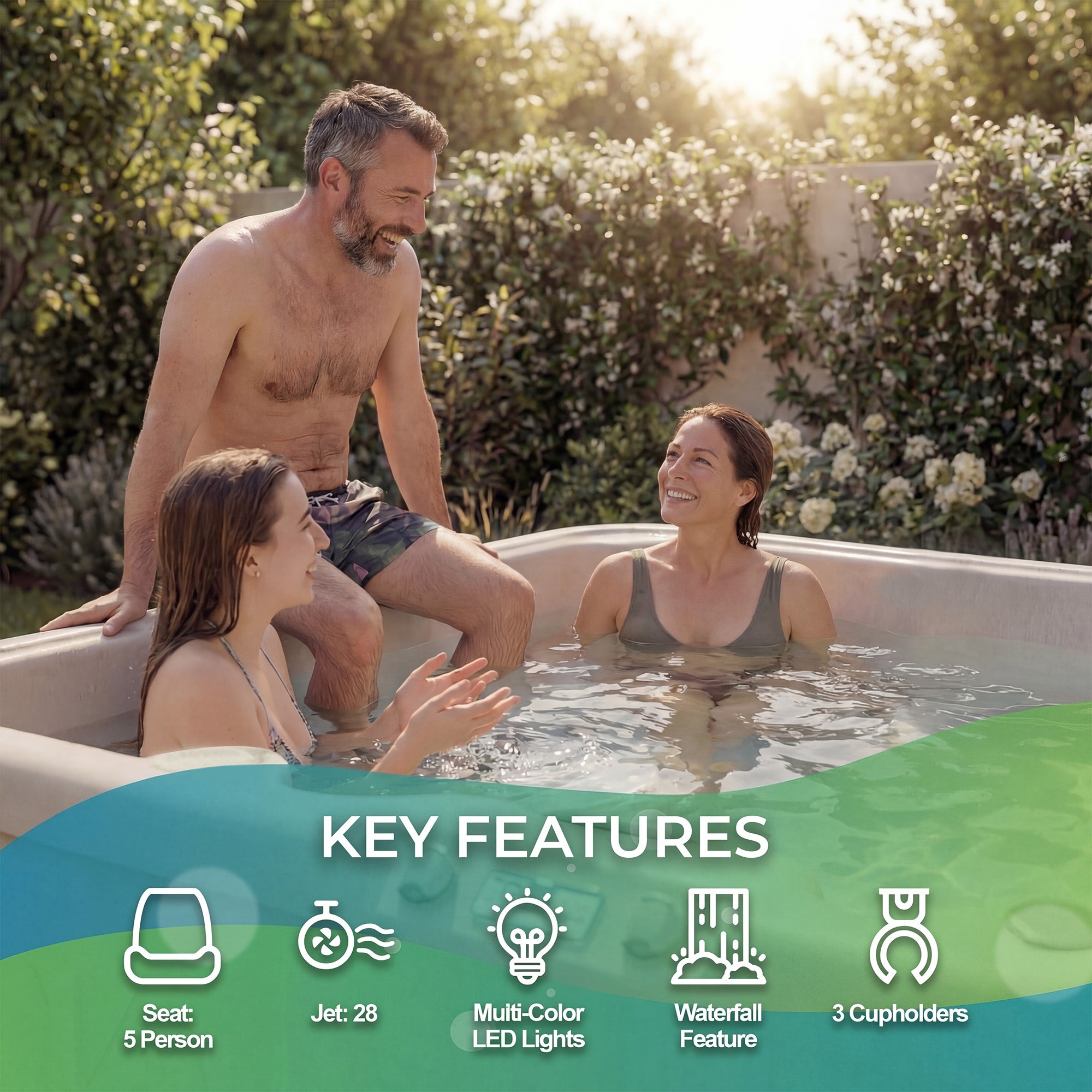 Lifesmart Spas 5 Person Plug and Play 28 Jet LED Hot Tub, LS350DX(For Parts)