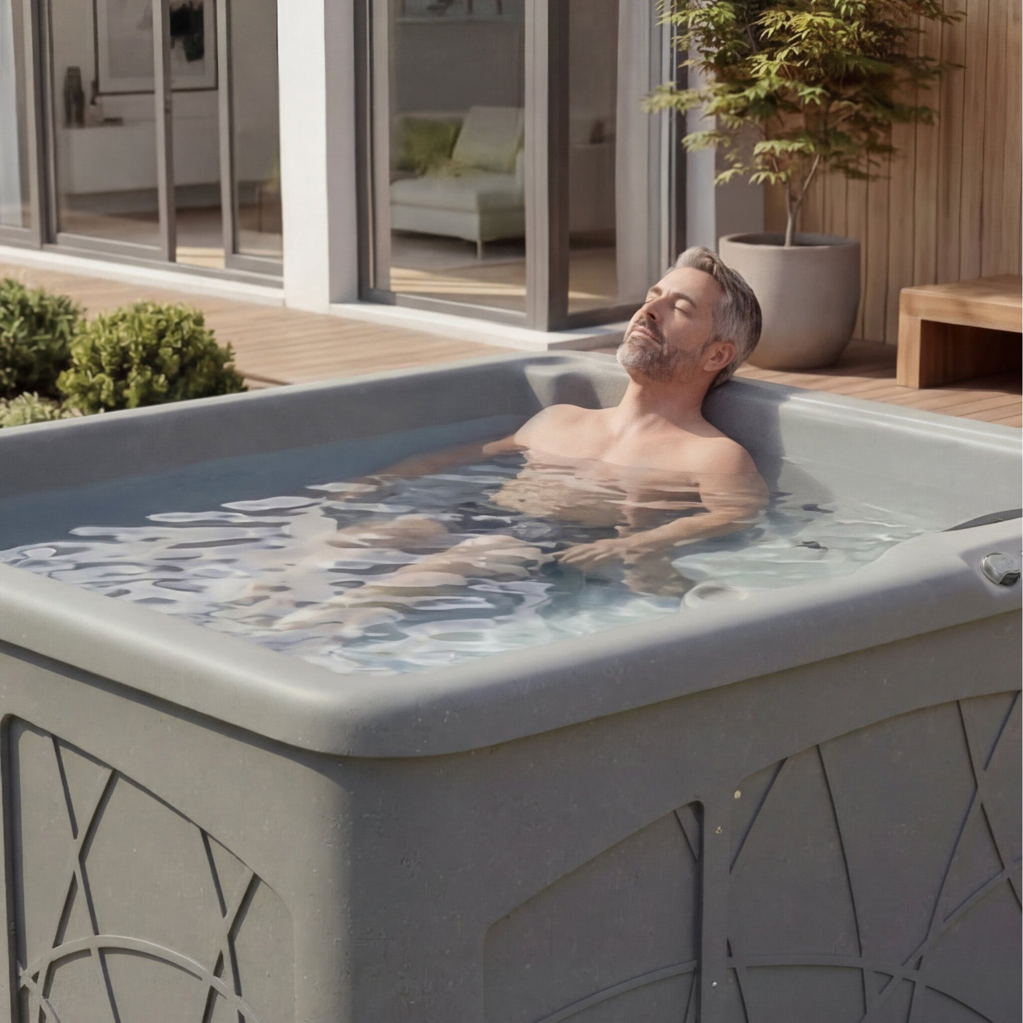 Lifesmart Spas 5 Person Plug & Play 28 Jet LED Hot Tub, LS350DX, Taupe(Open Box) - VMInnovations