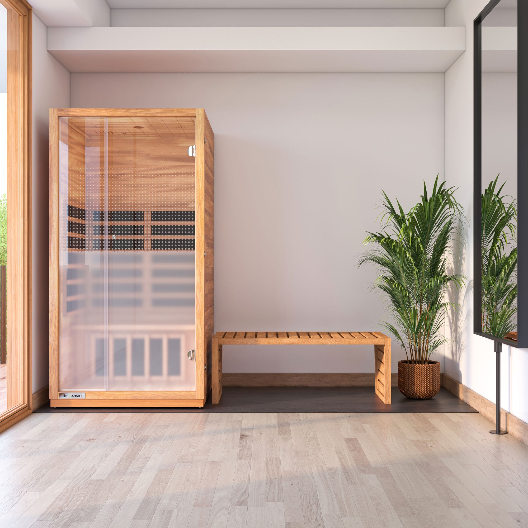 Lifesmart Sahara 1 Person Infrared Sauna w/ 4 Heaters, LSS-1, Natural Light Wood - VMInnovations