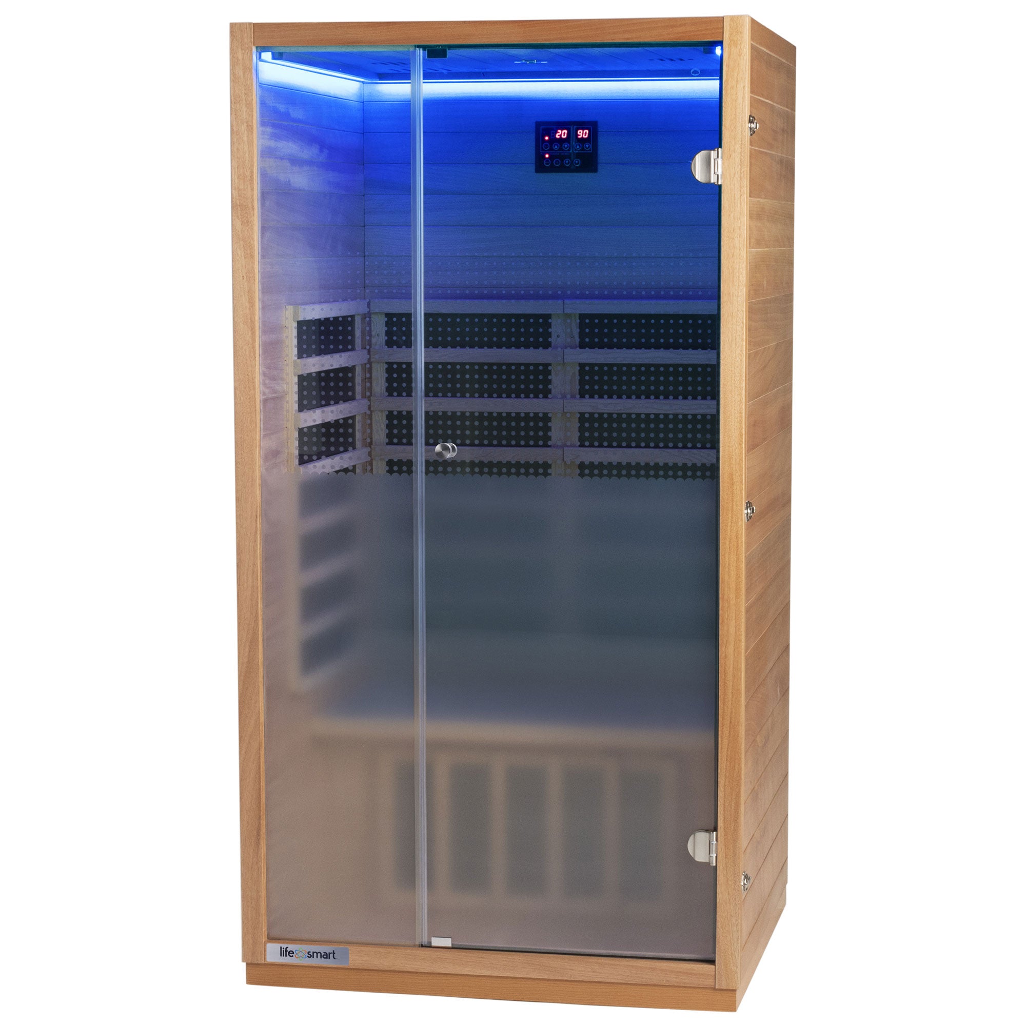 Lifesmart Sahara 1 Person Infrared Sauna w/ 4 Heaters, LSS-1, Natural Light Wood - VMInnovations