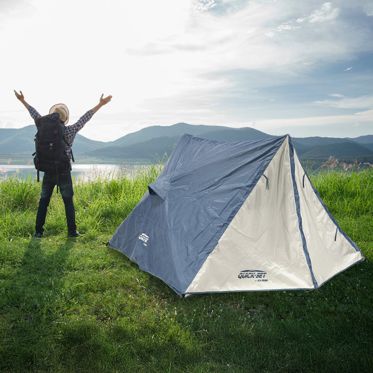 CLAM Quick-Set Apex Portable Outdoor A-Frame Hiking Camping Tent, (Open Box)