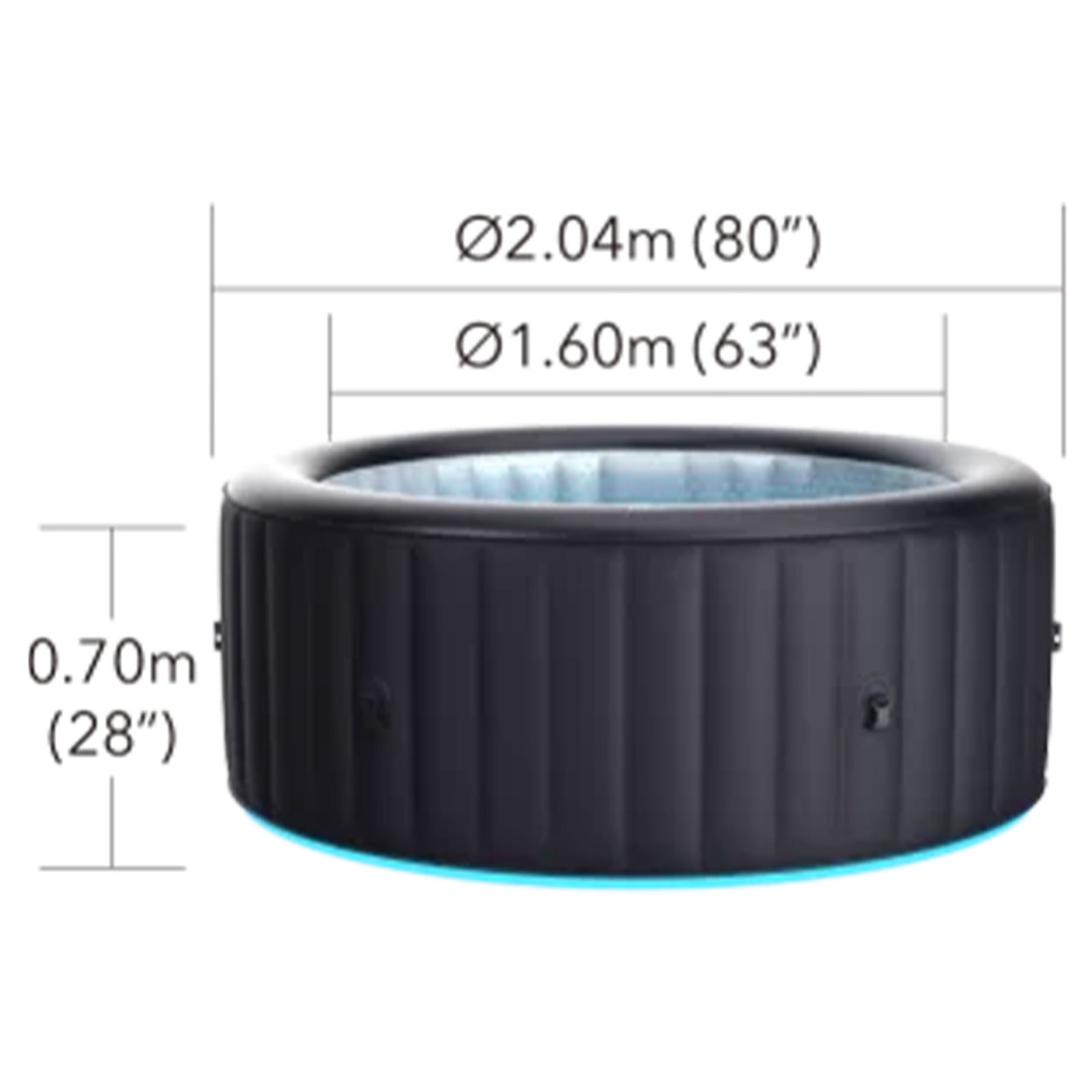 MSpa Round Inflatable Bubble Spa, 4 to 6 Person Hot Tub with LED Lights, Aurora - VMInnovations