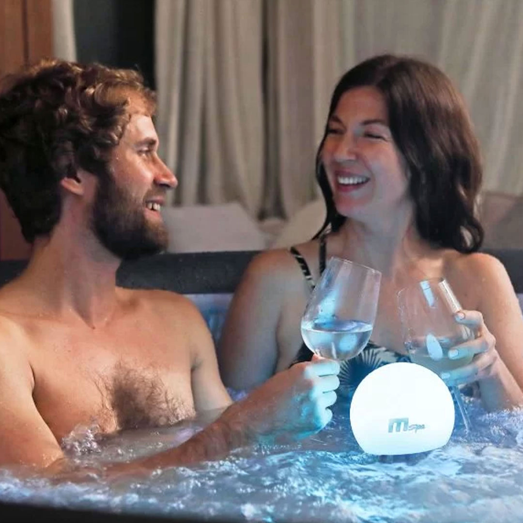 MSpa Round Inflatable Bubble Spa, 4 to 6 Person Hot Tub with LED Lights, Aurora - VMInnovations