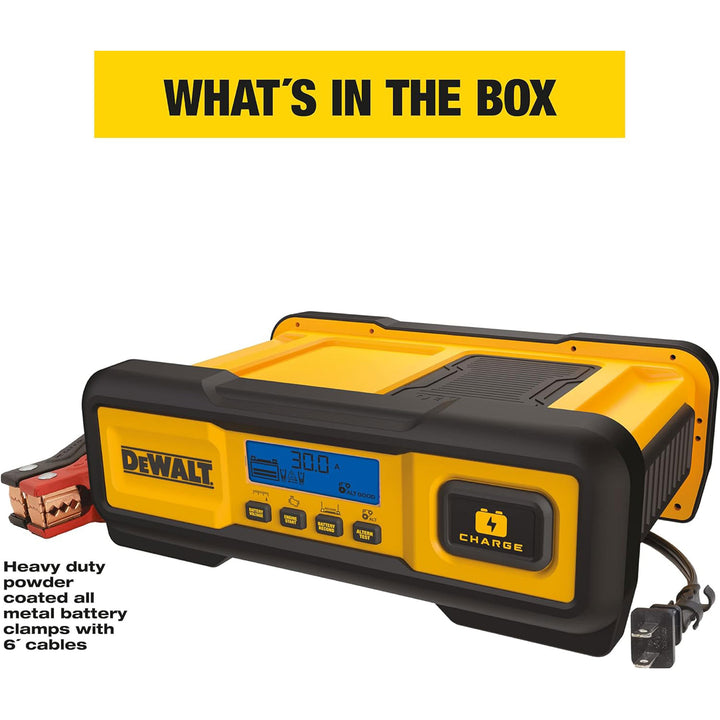 DEWALT Automotive or Marine Battery Charger, Maintainer with LCD Screen, 30 Amps - VMInnovations
