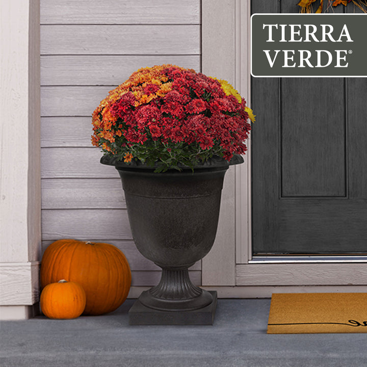 Tierra Verde Self-Watering Indoor Outdoor Urn Planter, Crescendo, 19"W x 23"H - VMInnovations