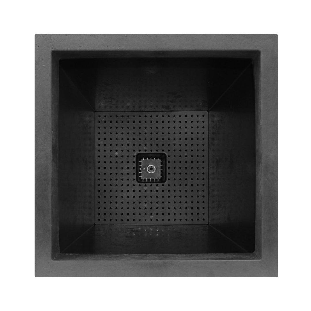 Tierra Verde Citadel Stucco Self Watering Square Planter, 13.5"W x 26"H, Black - VMInnovations