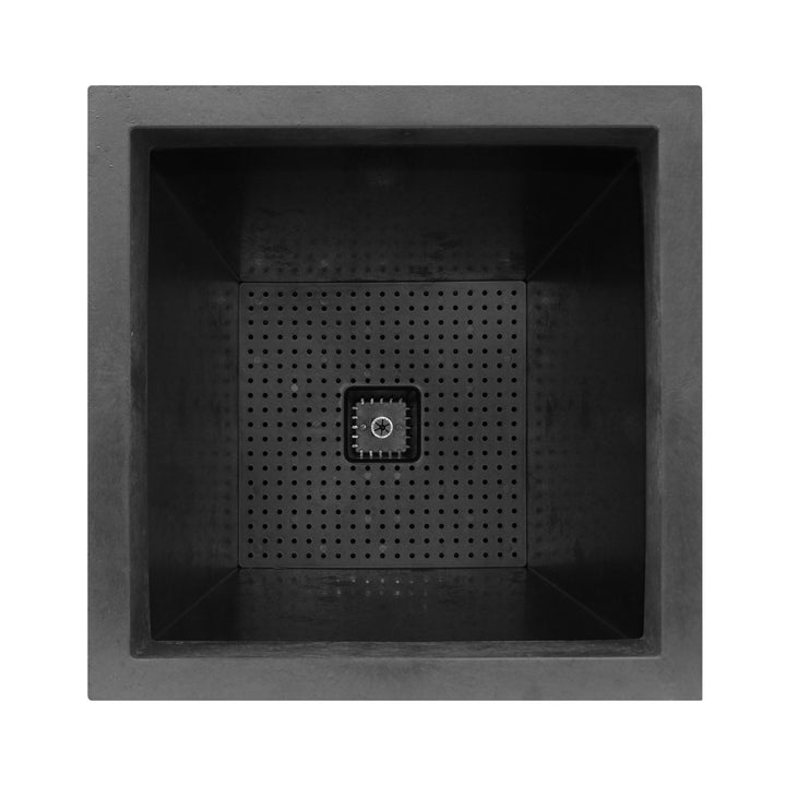 Tierra Verde Citadel Stucco Self Watering Square Planter, 13.5"W x 26"H, Black - VMInnovations