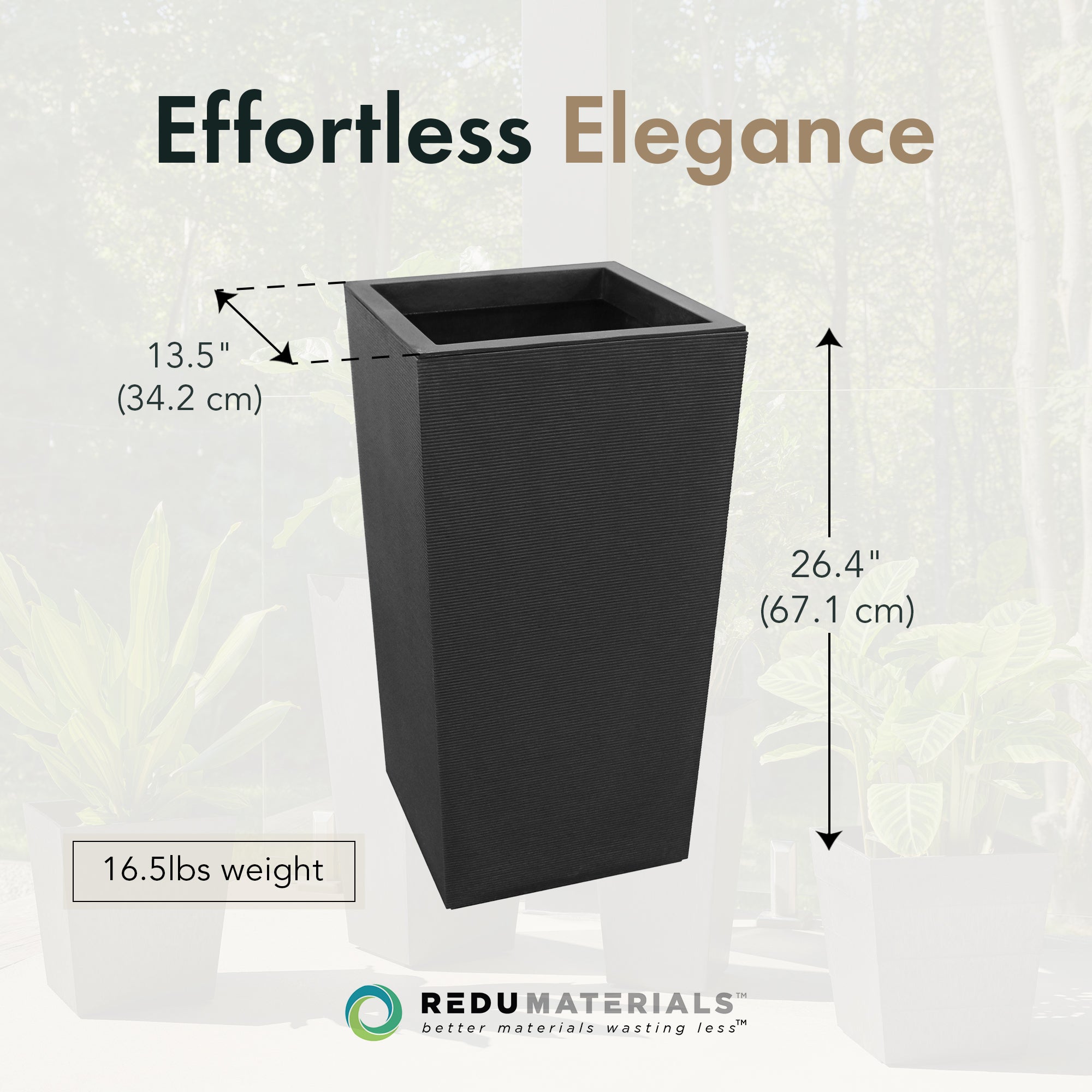 Tierra Verde Citadel Horizon Self Watering Square Planter, Black (Open Box) - VMInnovations