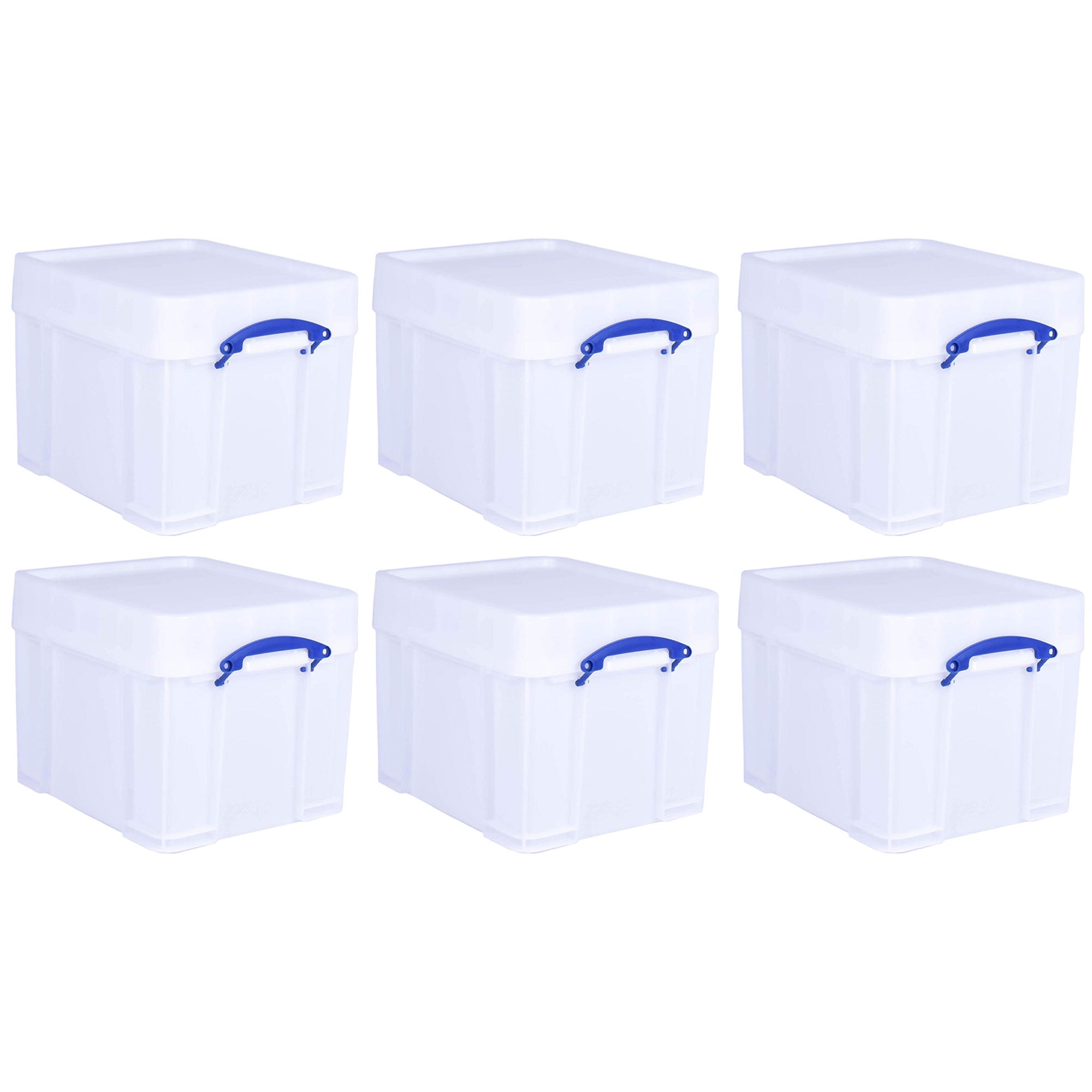 Really Useful Box 35 Liter Extra Strong Plastic Storage Box with XL Lid, 6 Pack - VMInnovations