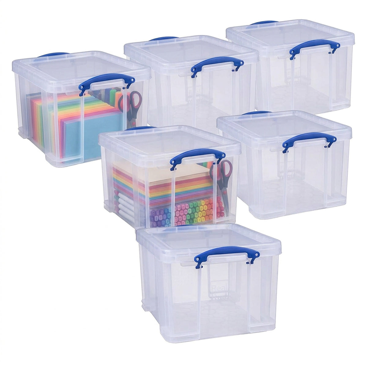 Really Useful Box 32 Liter Storage Container w/Snap Lock Handles, 6 Pack, Clear