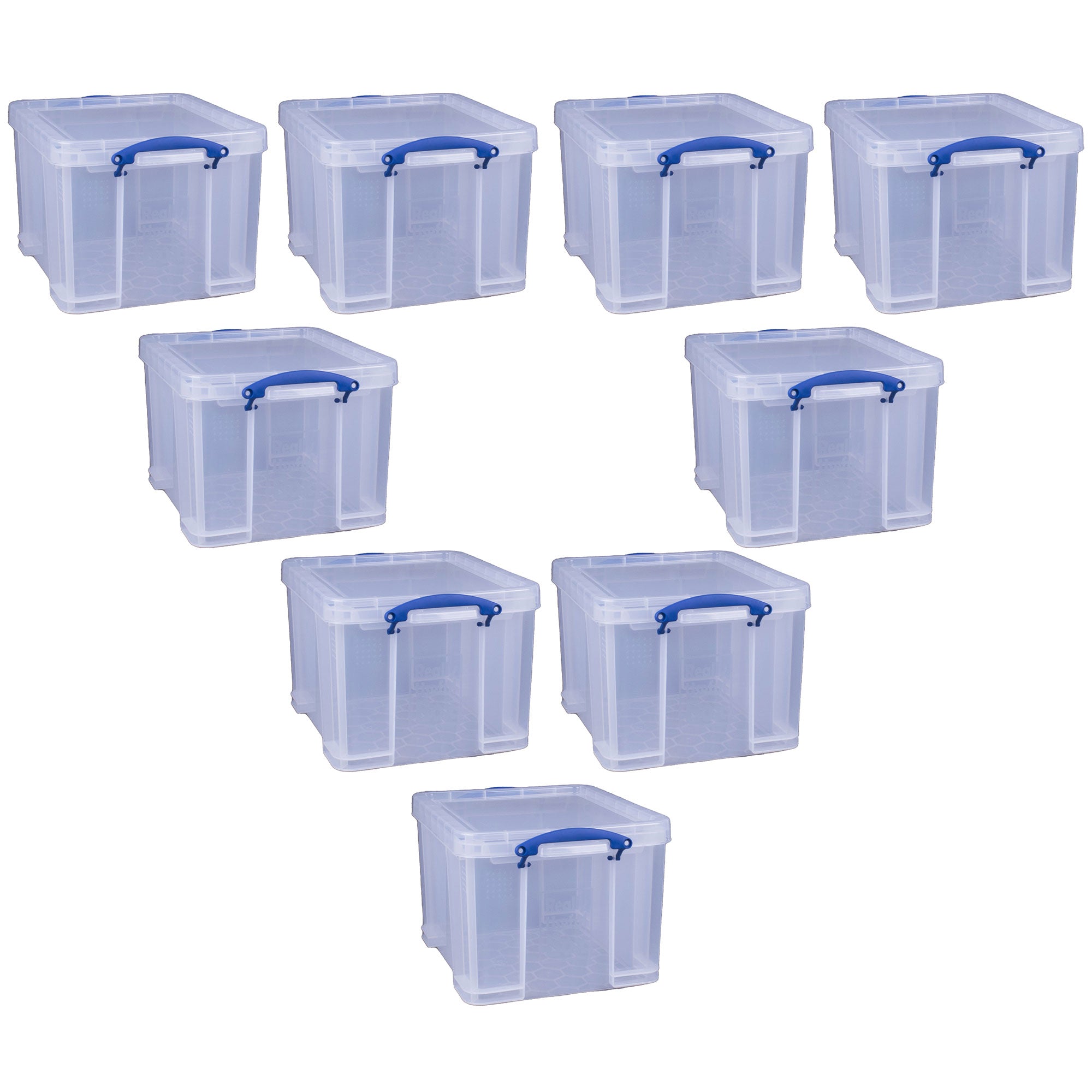 Really Useful Box 32 Liter Storage Container w/Snap Lock Handles, 9 Pack, Clear - VMInnovations