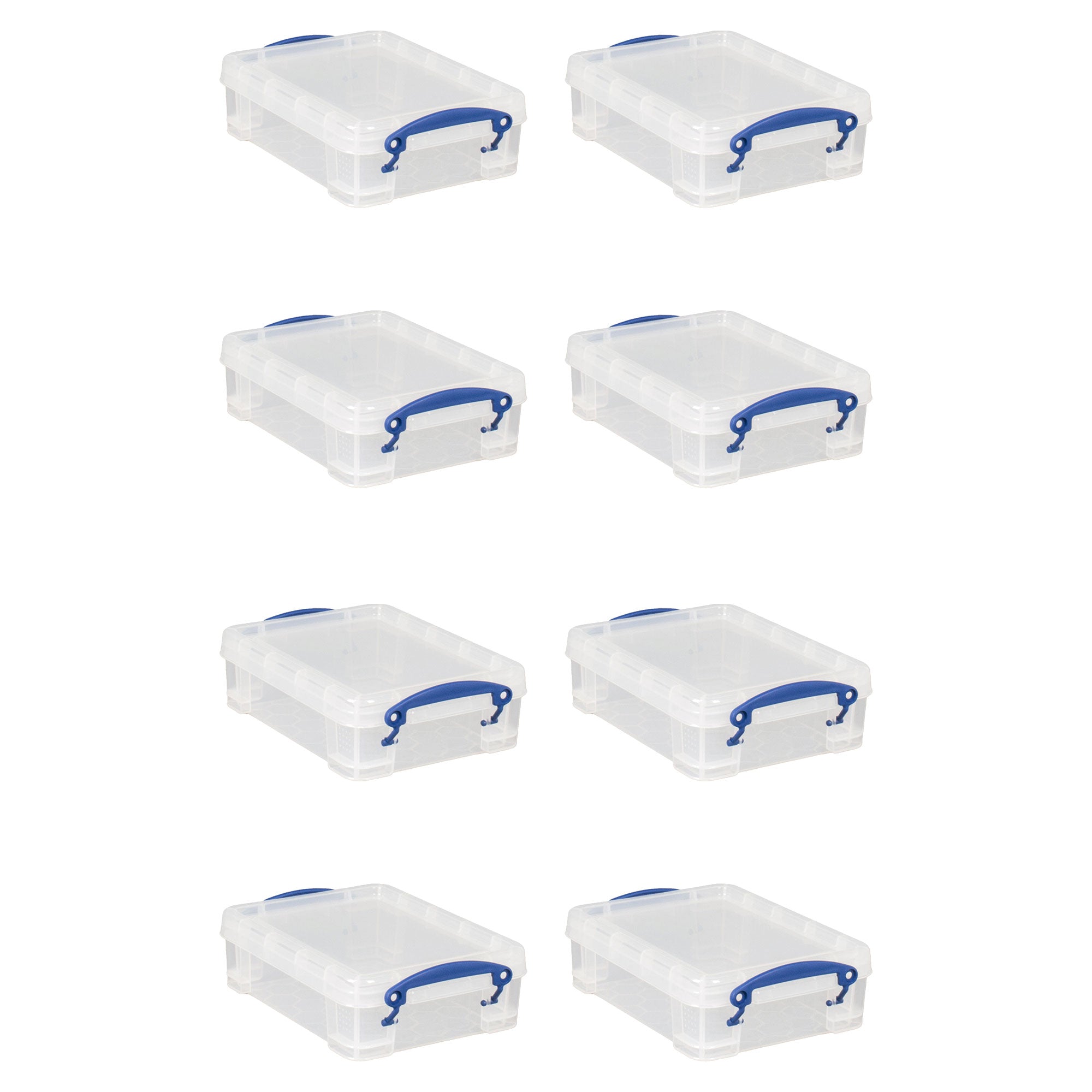 Really Useful Box 1.75L Storage Bin w/Snap Lid & Clip Lock Handle, 8 Pack, Clear - VMInnovations