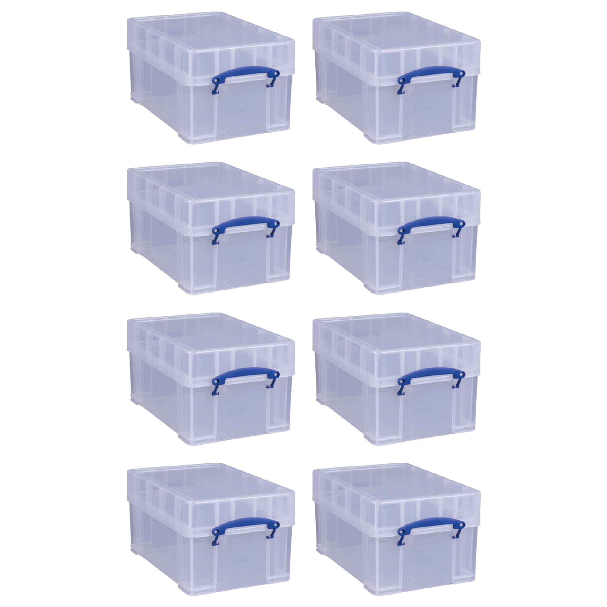 Really Useful Box 9 Liters Transparent Storage Container with Snap Lid, 8 Pack - VMInnovations
