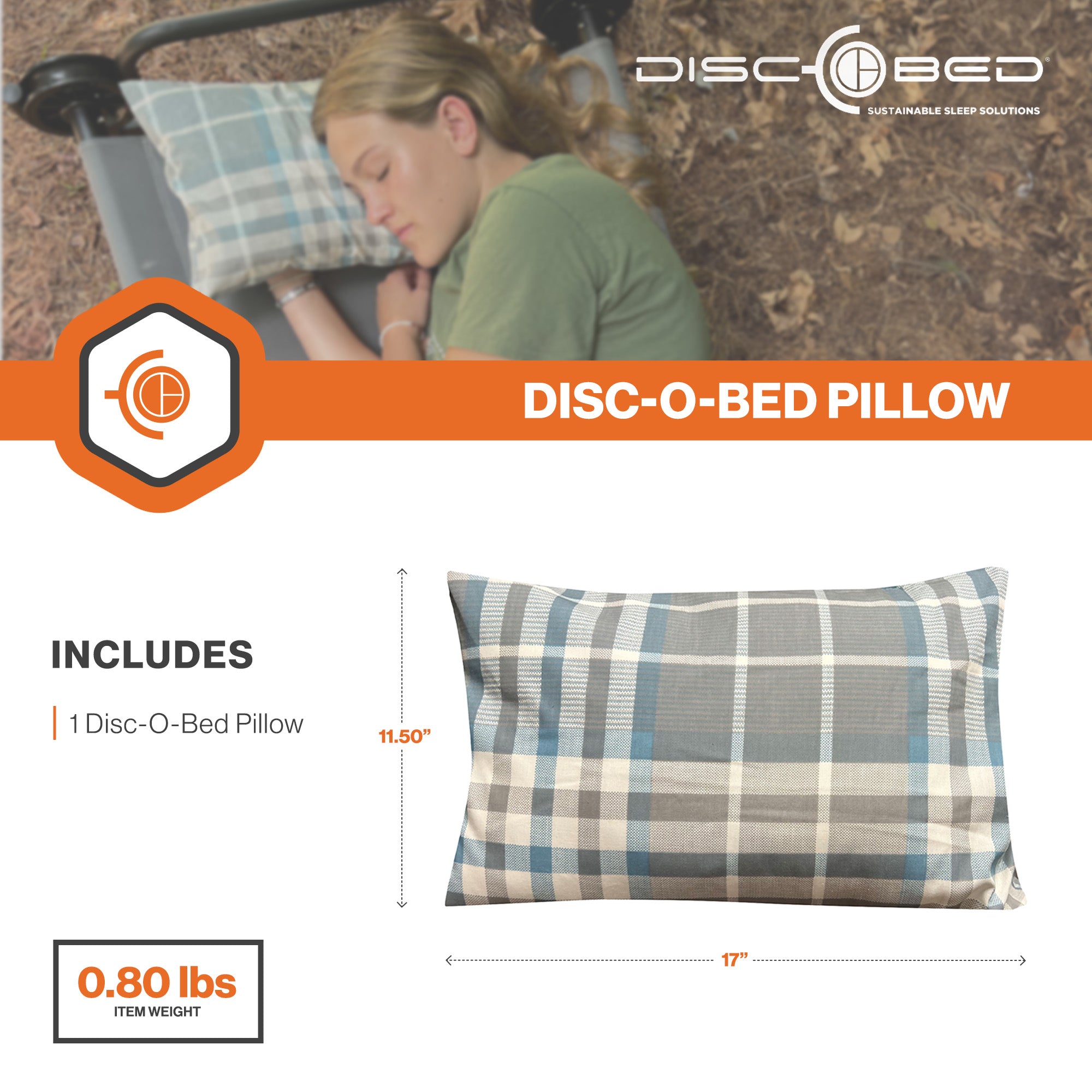 Disc-O-Bed Lightweight Travel Pillow, Packable with Washable Cover (Open Box) - VMInnovations