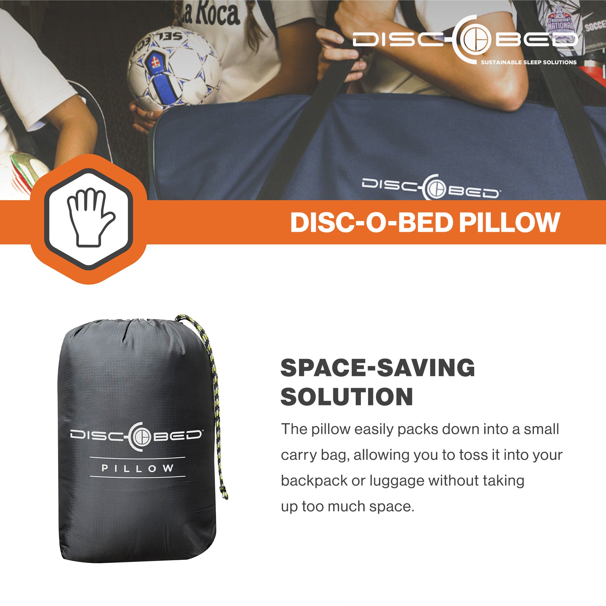 Disc-O-Bed Lightweight Travel Pillow, Packable with Washable Cover (Open Box) - VMInnovations
