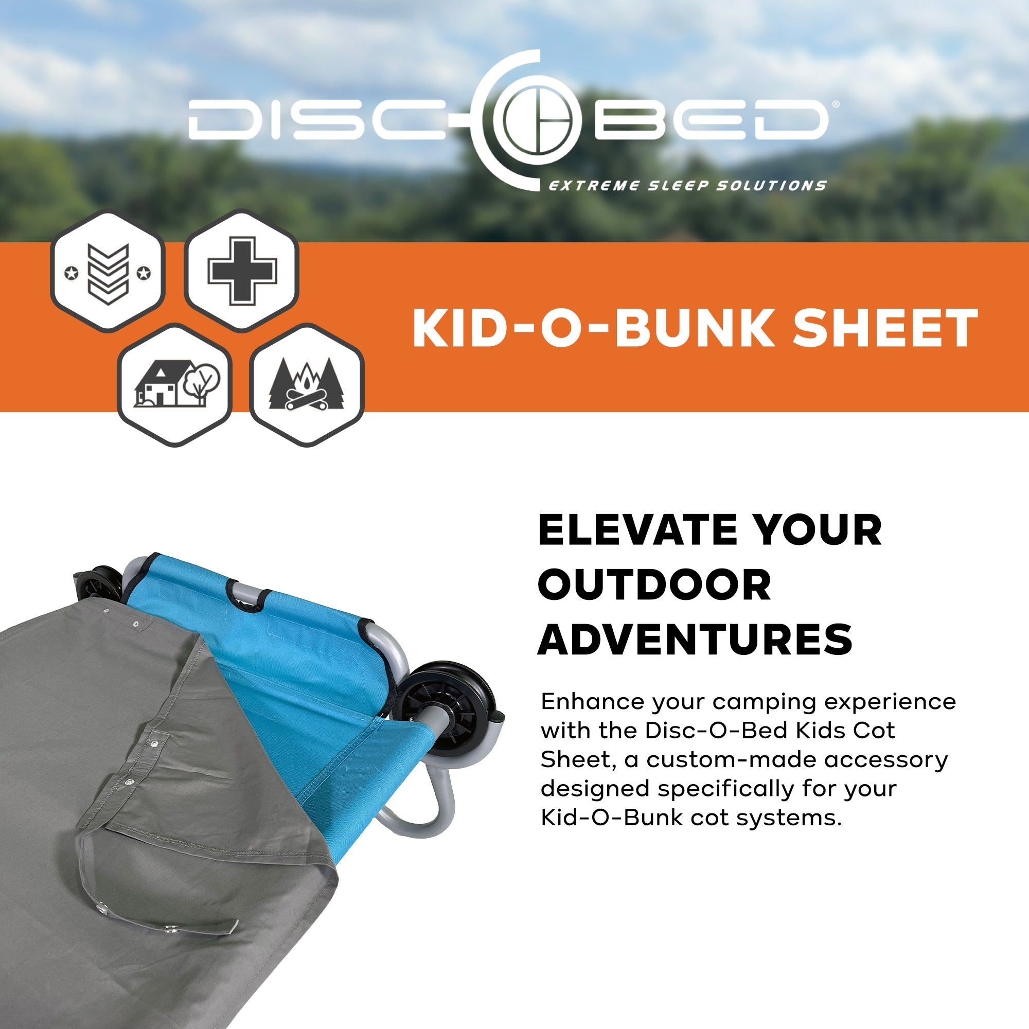 Disc-O-Bed Kids Cot Sheet for Portable Folding Bed Systems and Camping, Grey - VMInnovations