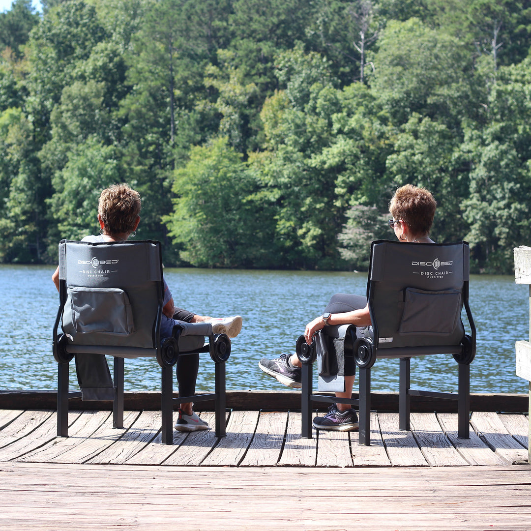 Disc-O-Bed Outfitter Disc-Chair with Compartments for Outdoor Camping, Grey - VMInnovations
