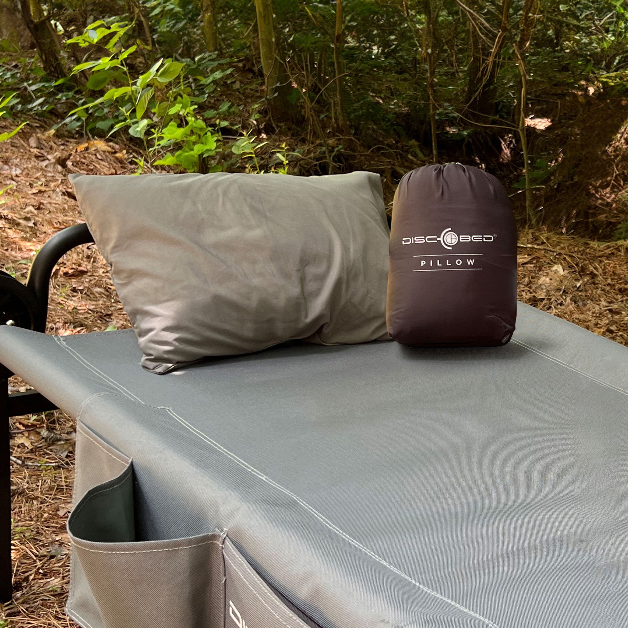 Disc-O-Bed Lightweight Compact Travel Pillow, Packable with Washable Cover, Grey - VMInnovations