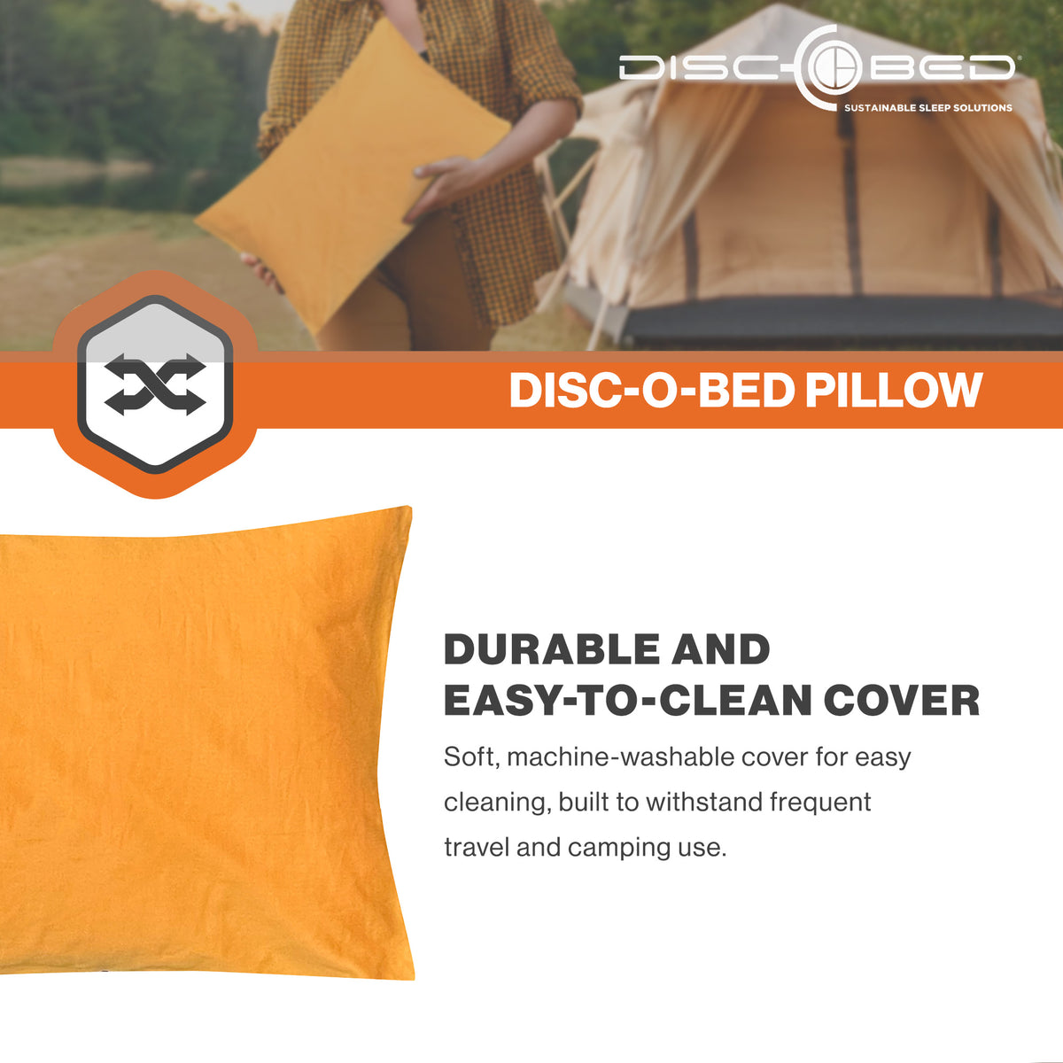 Disc-O-Bed Lightweight Travel Pillow, Camp Packable & Washable Cover(Open Box)