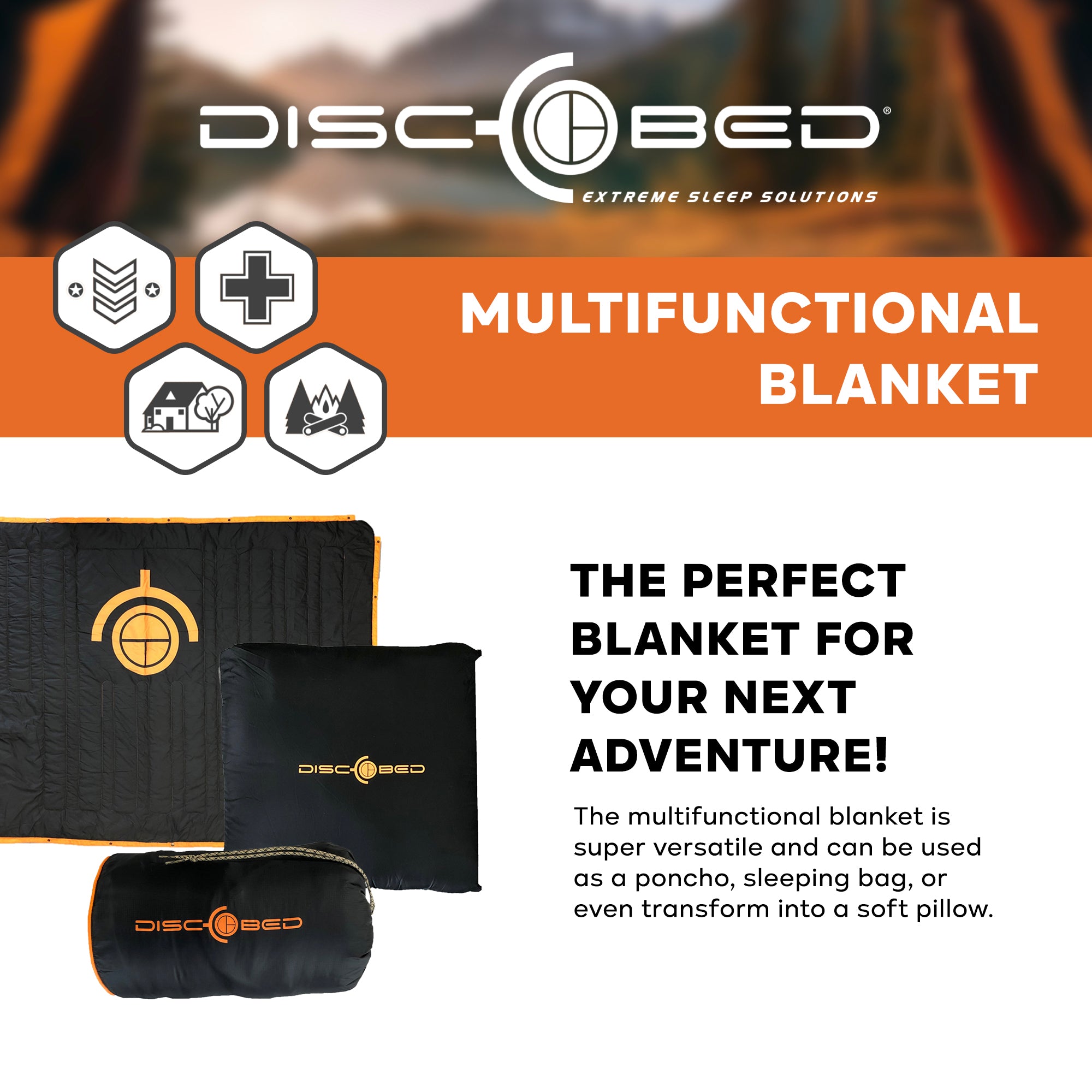 Disc-O-Bed Multifunctional Blanket with Snap Fastener and Fleece Interior, Black - VMInnovations