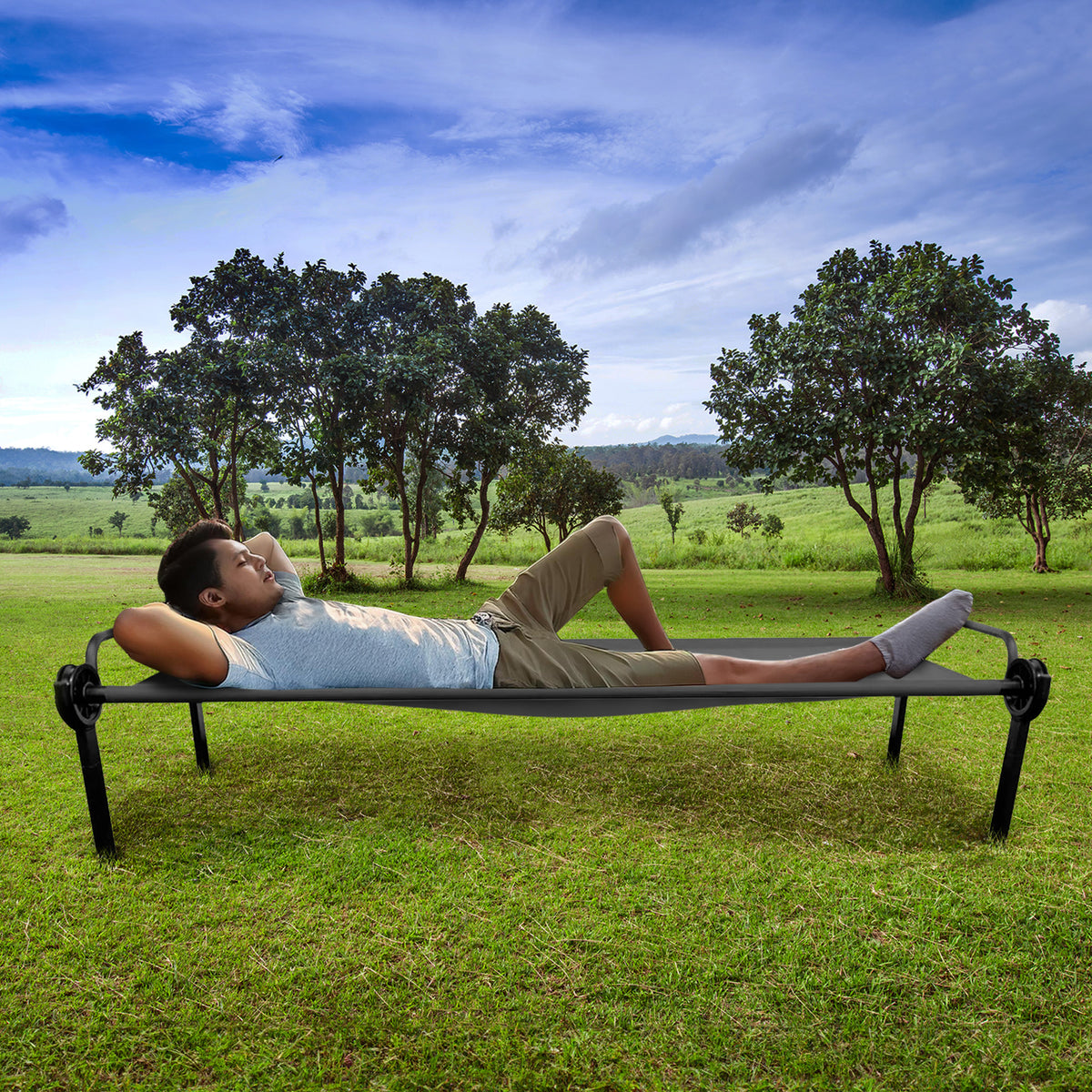 Disc-O-Bed Trundle Cot for XL/2XL Bunk Systems, Foldable and Adjustable, Grey - VMInnovations