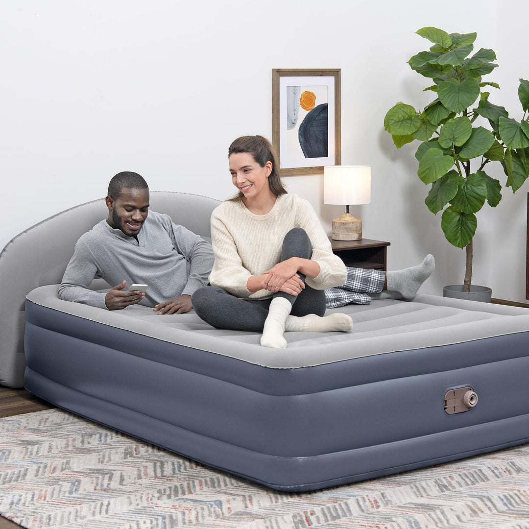 Bestway Tritech LoungeLux Headboard 33" Queen Air Mattress with Built-in AC Pump - VMInnovations