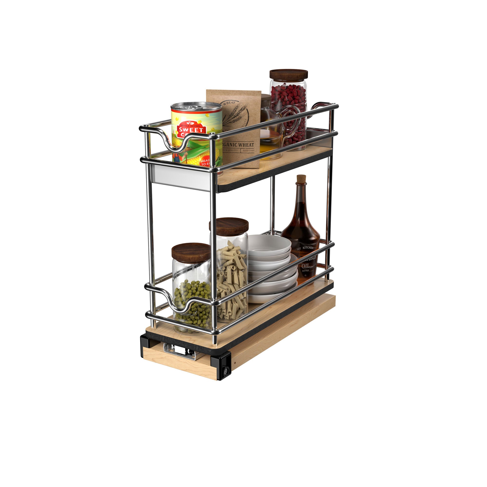 Rev-A-Shelf 5" Pullout Organizer for Cabinets, 2 Tier Upright Shelf, 5WU2-5W1-1 - VMInnovations