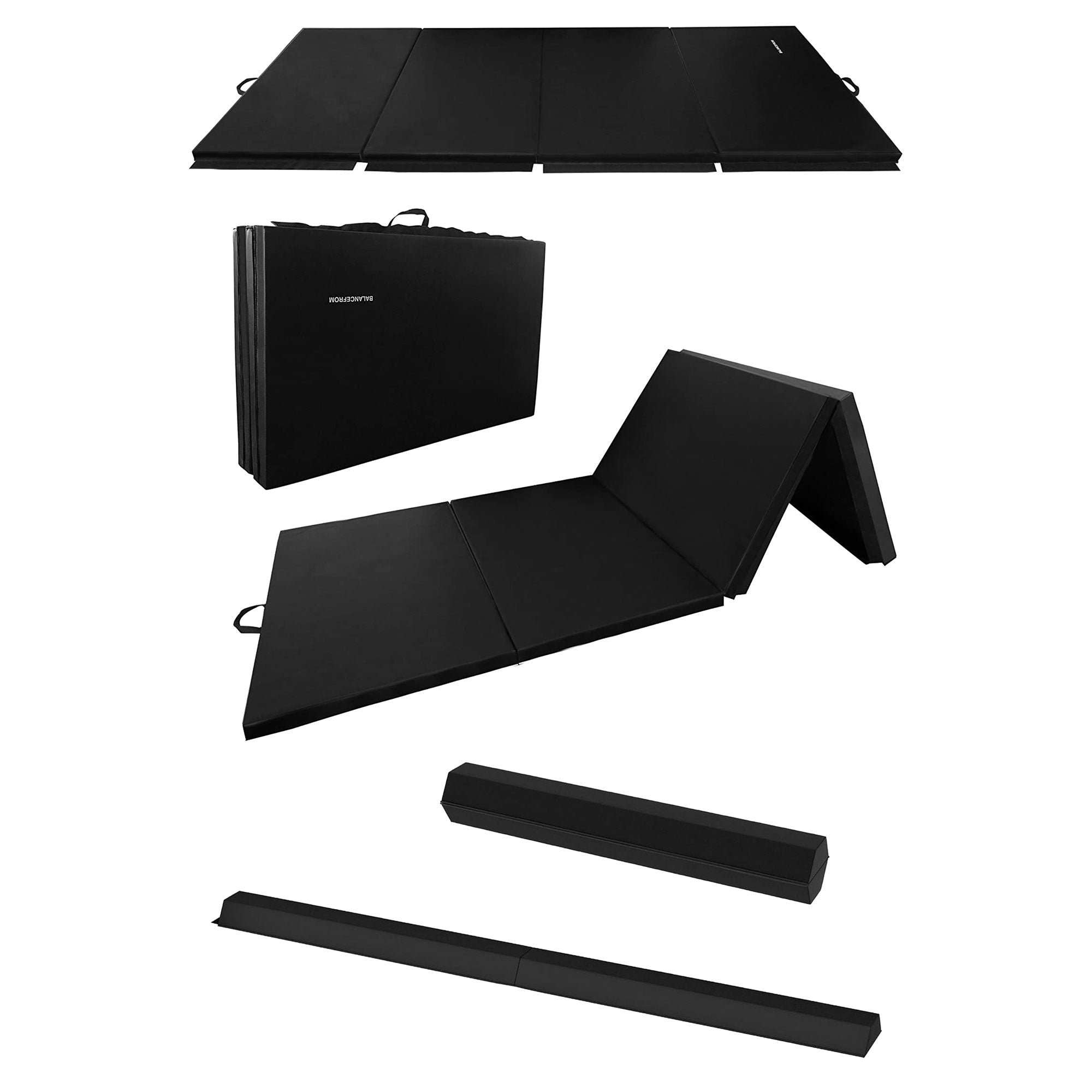 BalanceFrom Fitness All Purpose Mat with 8 Ft Balance Beam Gymnastic Set, Black - VMInnovations