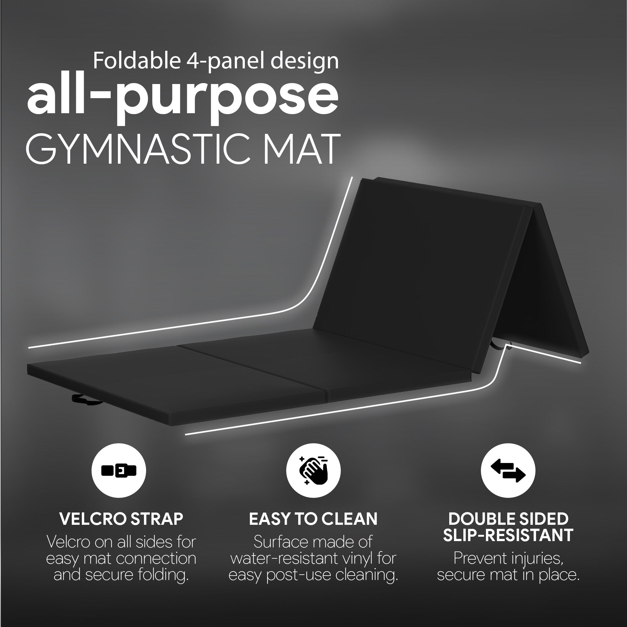 BalanceFrom Fitness All Purpose Mat with 8 Ft Balance Beam Gymnastic Set, Black - VMInnovations