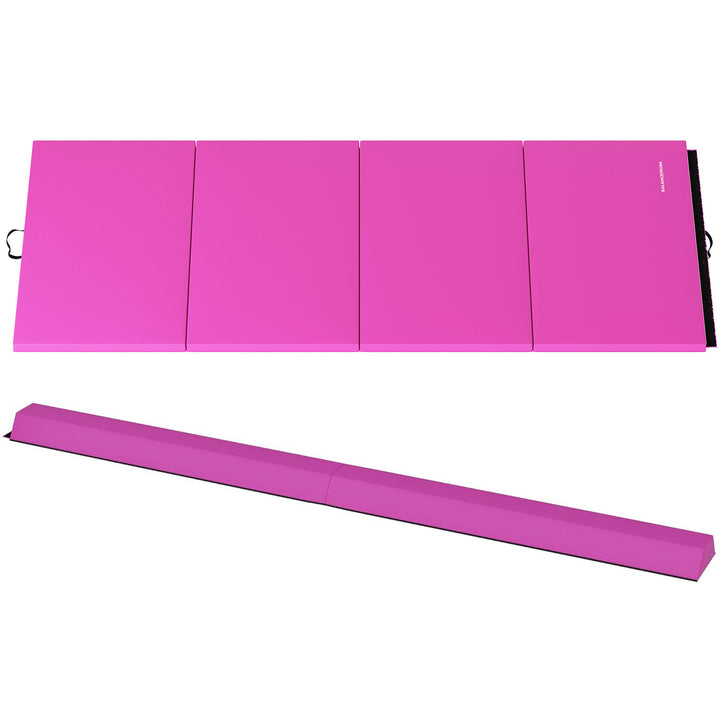 BalanceFrom Fitness All Purpose Mat with 8 Ft Balance Beam Gymnastic Set, Pink - VMInnovations