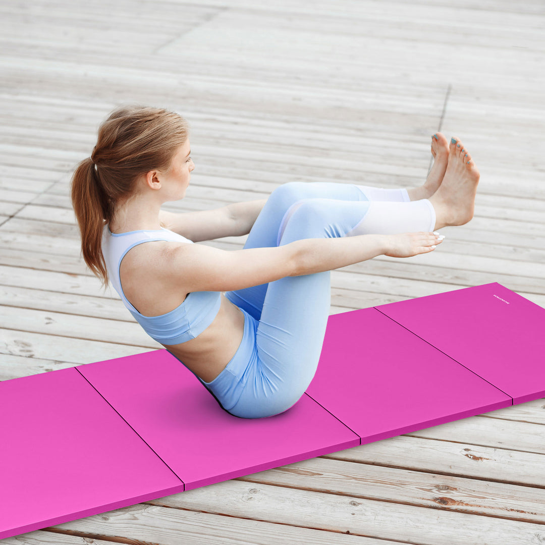 BalanceFrom Fitness All Purpose Mat with 8 Ft Balance Beam Gymnastic Set, Pink - VMInnovations