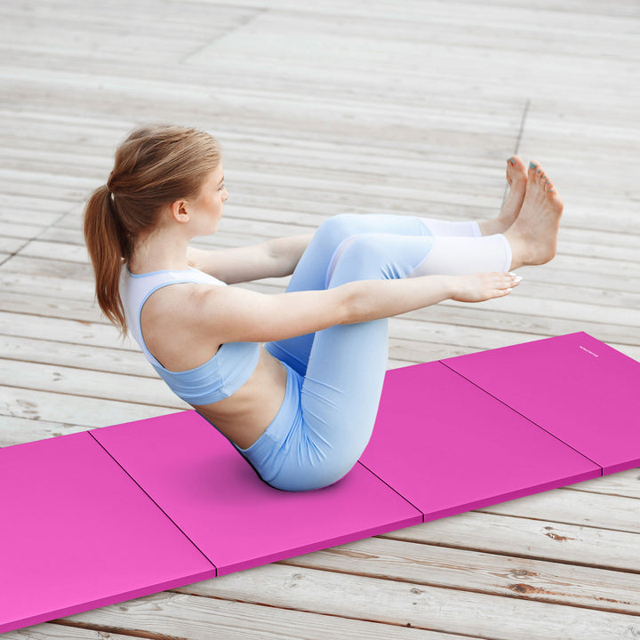 BalanceFrom Fitness All Purpose Mat with 8 Ft Balance Beam Gymnastic Set, Pink - VMInnovations