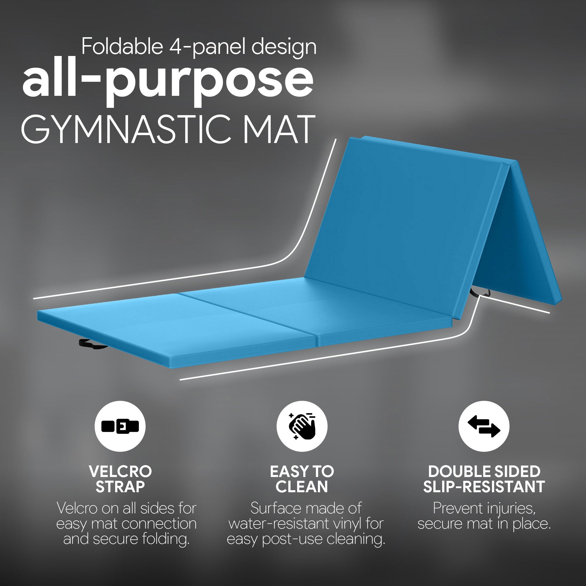 BalanceFrom Fitness All Purpose Mat with 8 Ft Balance Beam Gymnastic Set, Blue - VMInnovations