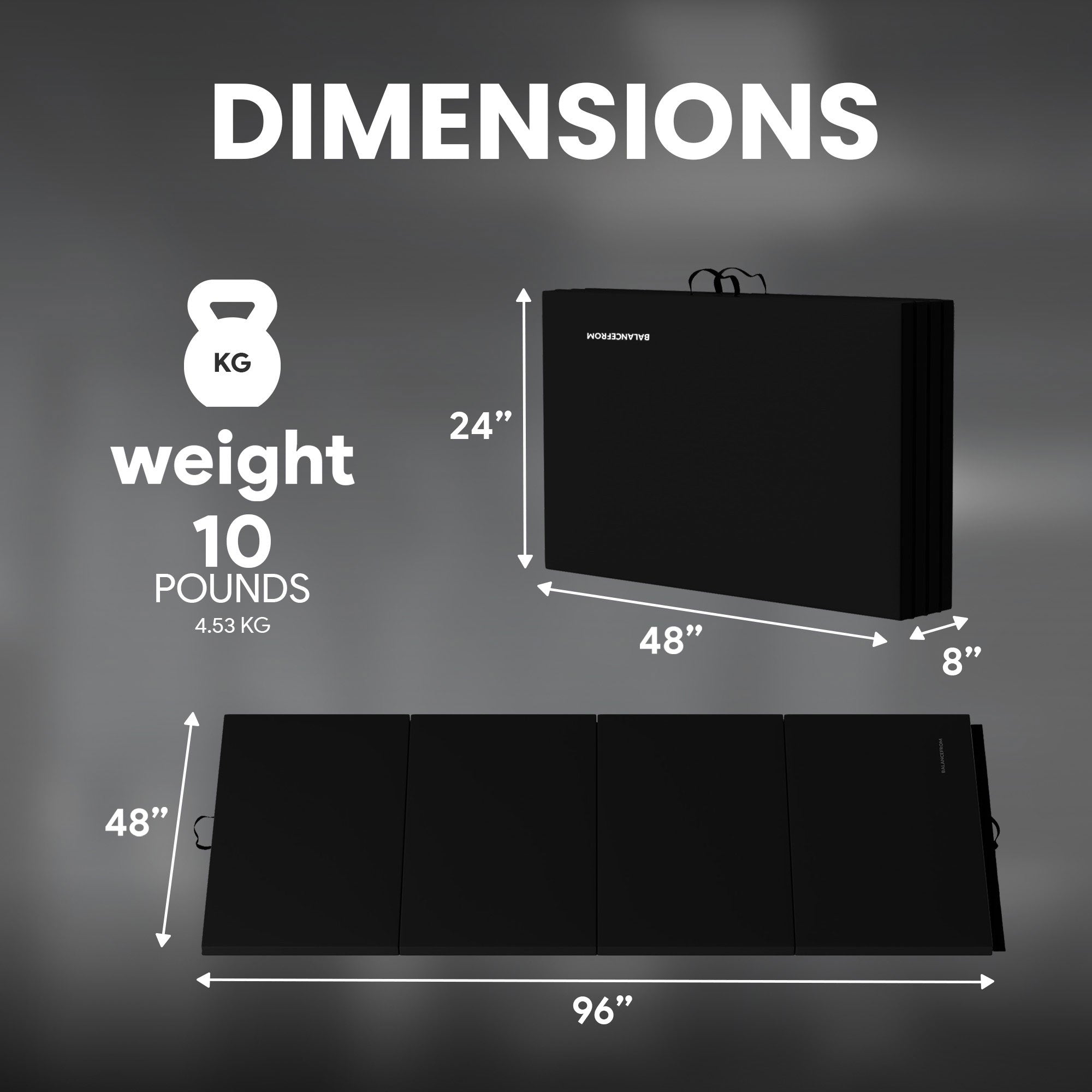 BalanceFrom Fitness All Purpose Mat with 8 Ft Balance Beam Gymnastic Set, Black - VMInnovations