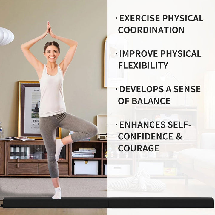 BalanceFrom Fitness All Purpose Mat with 8 Ft Balance Beam Gymnastic Set, Black - VMInnovations