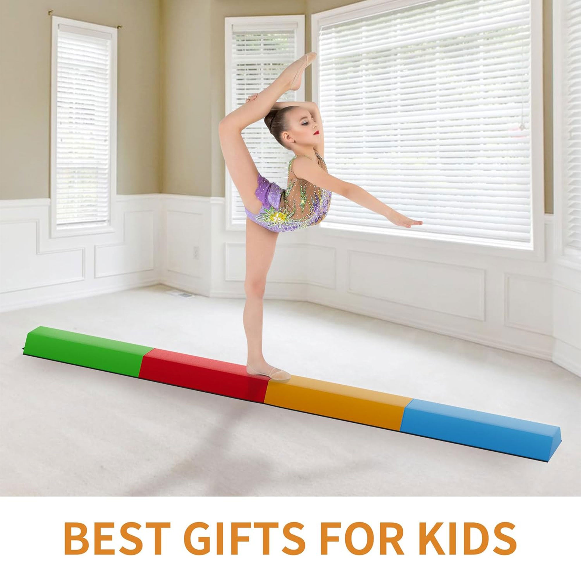 BalanceFrom Fitness All Purpose Mat with 8 Ft Balance Beam Gymnastic Set, Multi - VMInnovations
