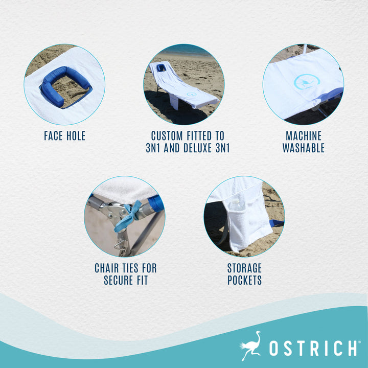 Ostrich Custom Fitted Beach Towel designed to fit on Ostrich 3n1 Beach Chairs - VMInnovations
