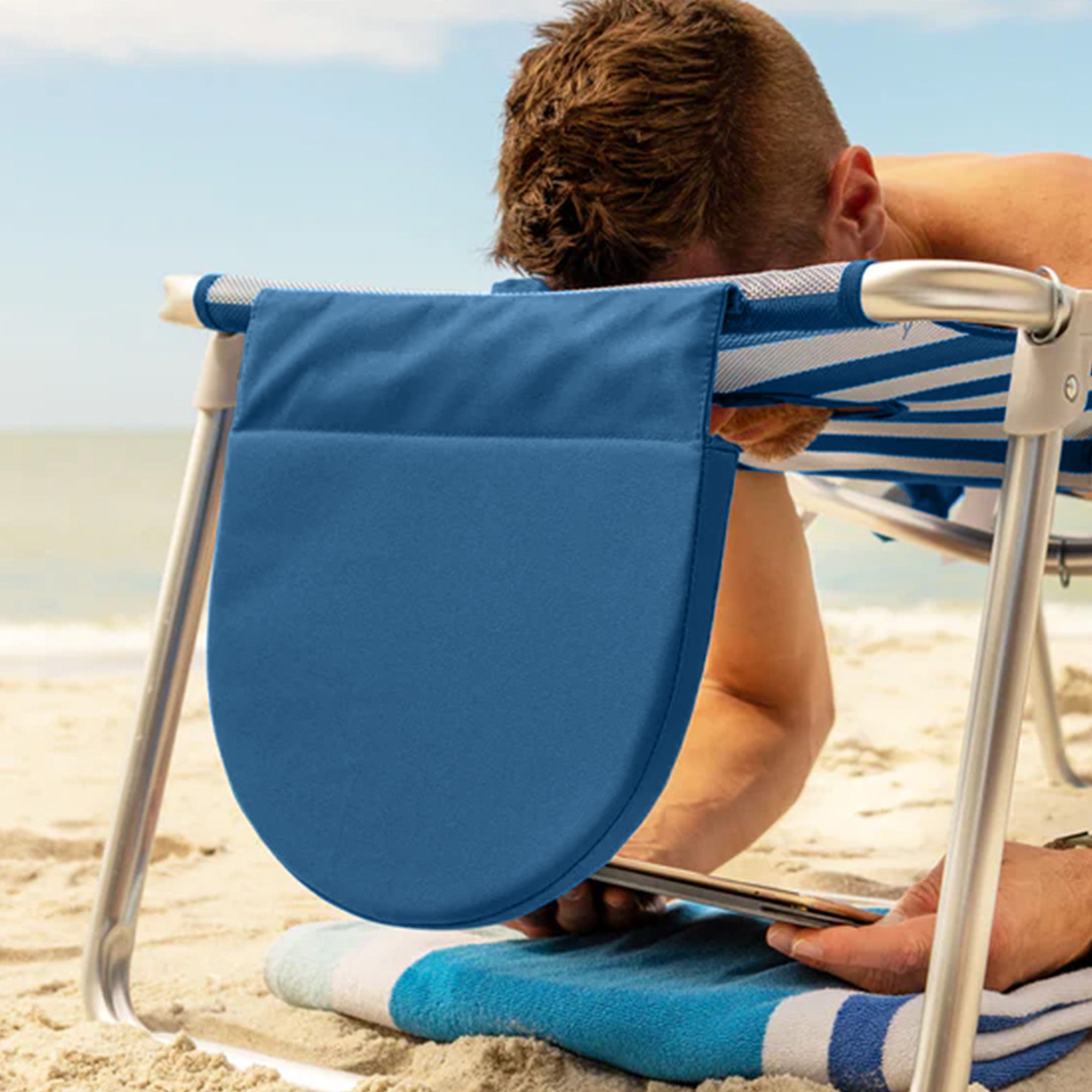 Deltess Ostrich 3 In 1 Portable Reclining Lounger, Blue/White (Open Box) - VMInnovations