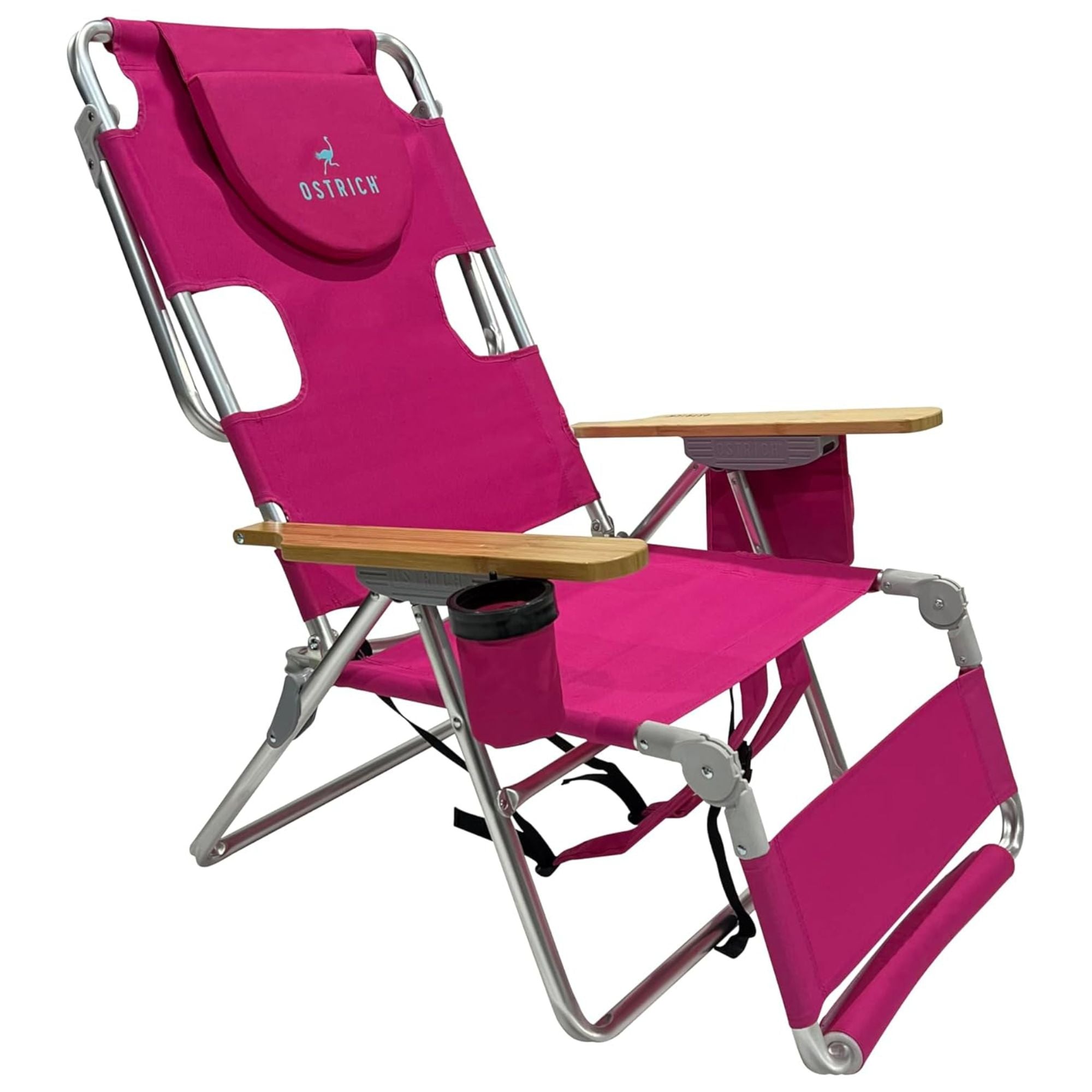 Ostrich 3 In 1 Portable Chair Cooler Bag & Reclining Lounger, Pink (Used) - VMInnovations