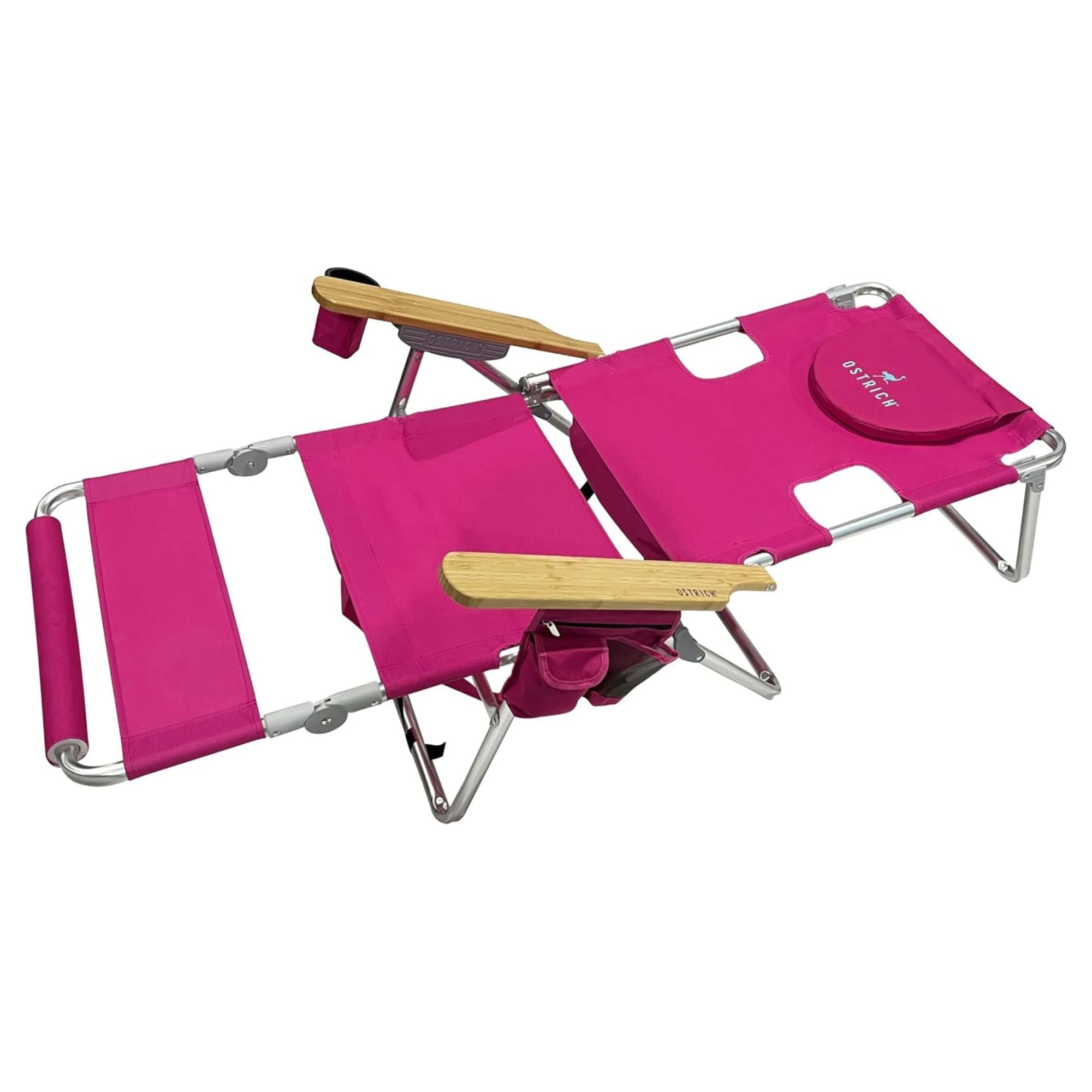 Ostrich The Woody Backpack 3N1 Chair Cooler Bag & Reclining Lounger, Pink