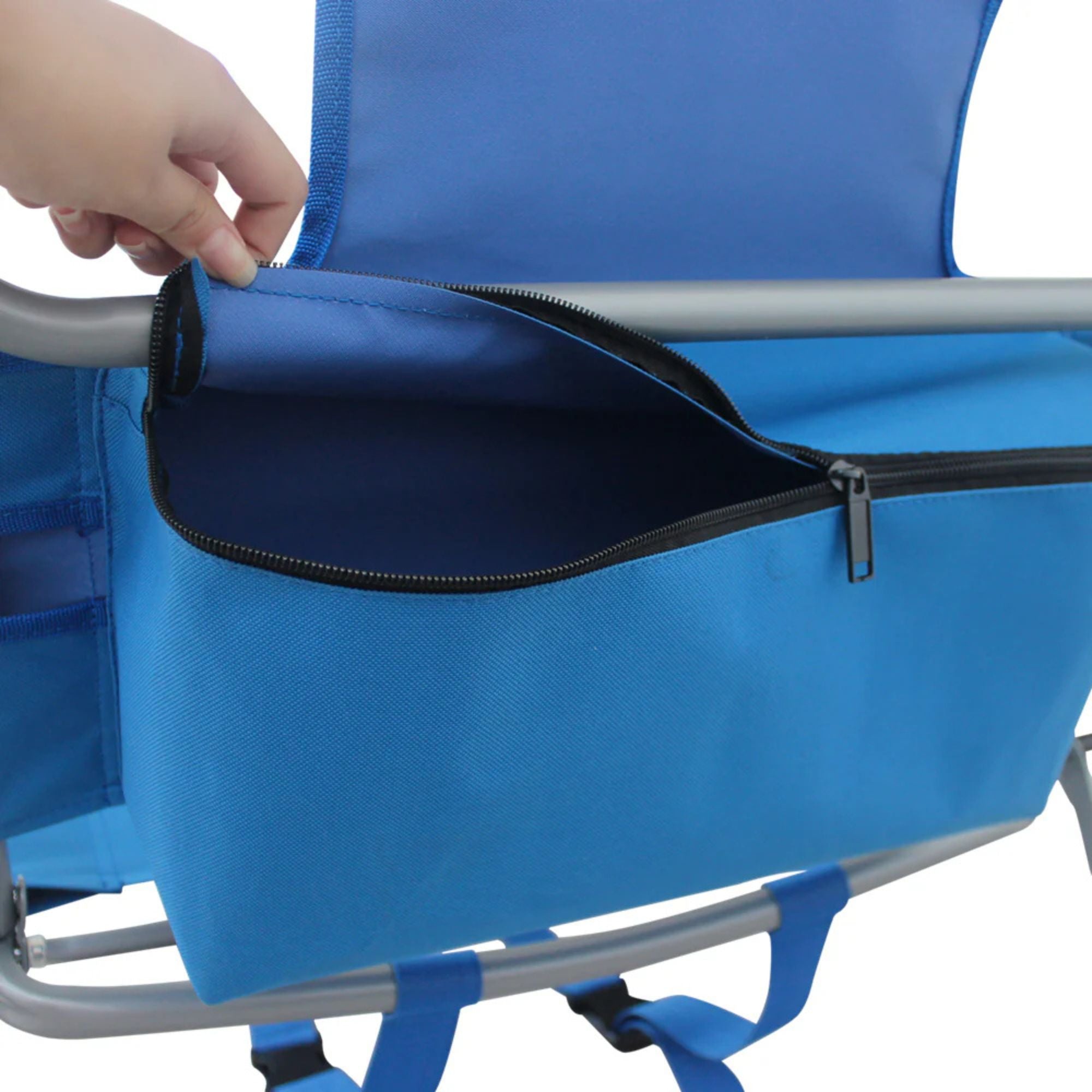 Ostrich The Tommy-O Backpacker Beach Chair with Face Hole & Cup Holder, Blue