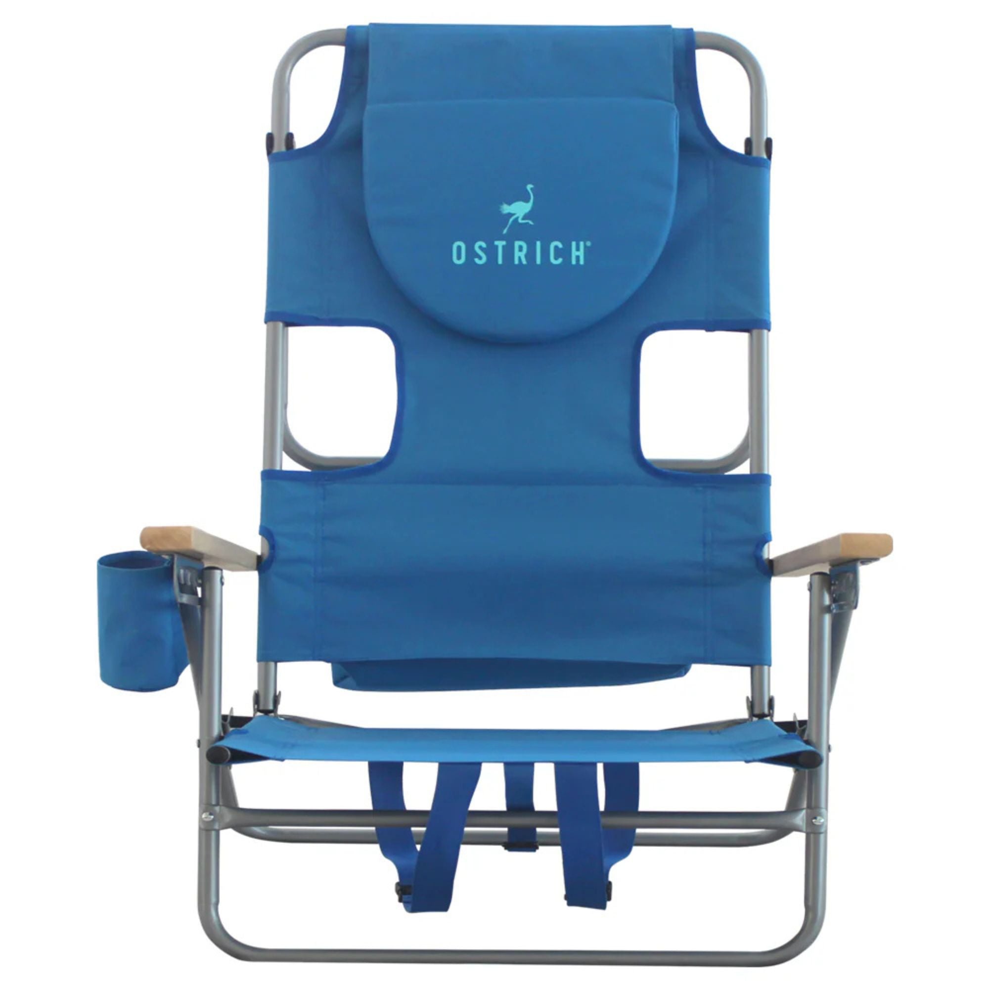 Ostrich The Tommy-O Backpacker Beach Chair with Face Hole & Cup Holder, Blue
