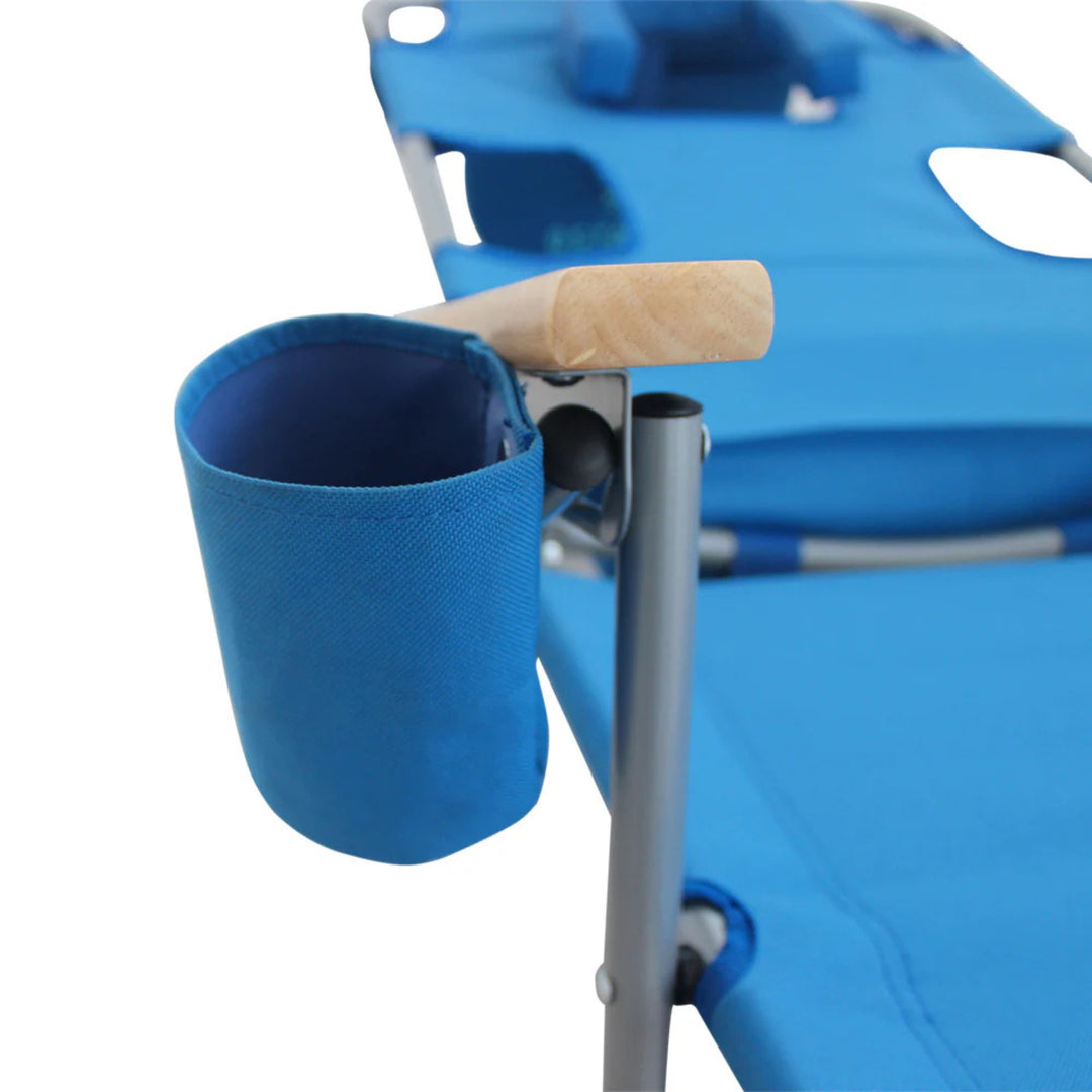 Ostrich Midsize Face Down Backpack Beach Chair with Face Hole & Cup Holder, Blue - VMInnovations