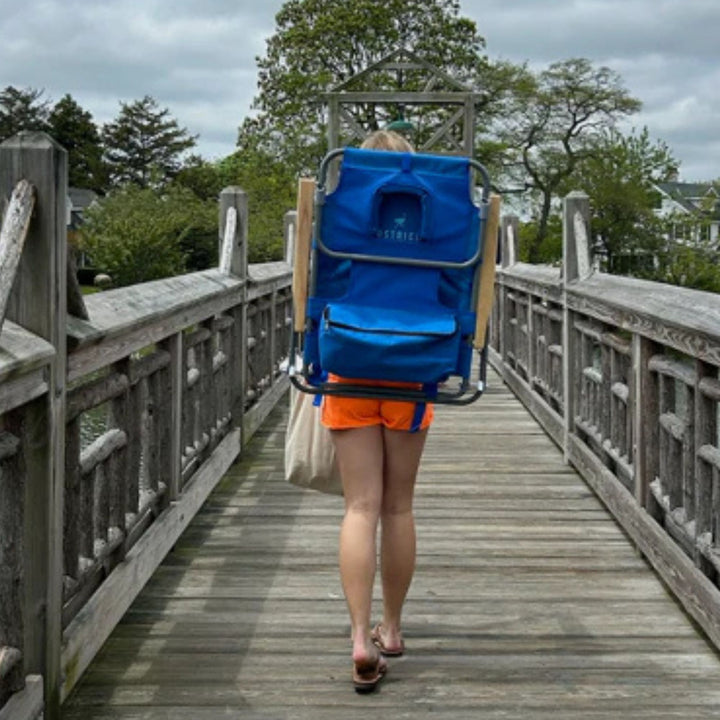 Ostrich Midsize Face Down Backpack Beach Chair with Face Hole & Cup Holder, Blue - VMInnovations