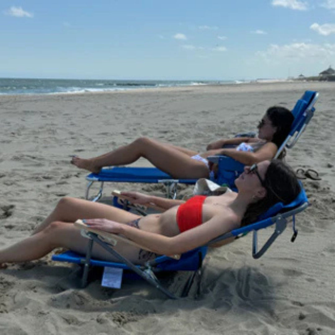 Ostrich Midsize Face Down Backpack Beach Chair with Face Hole & Cup Holder, Blue - VMInnovations