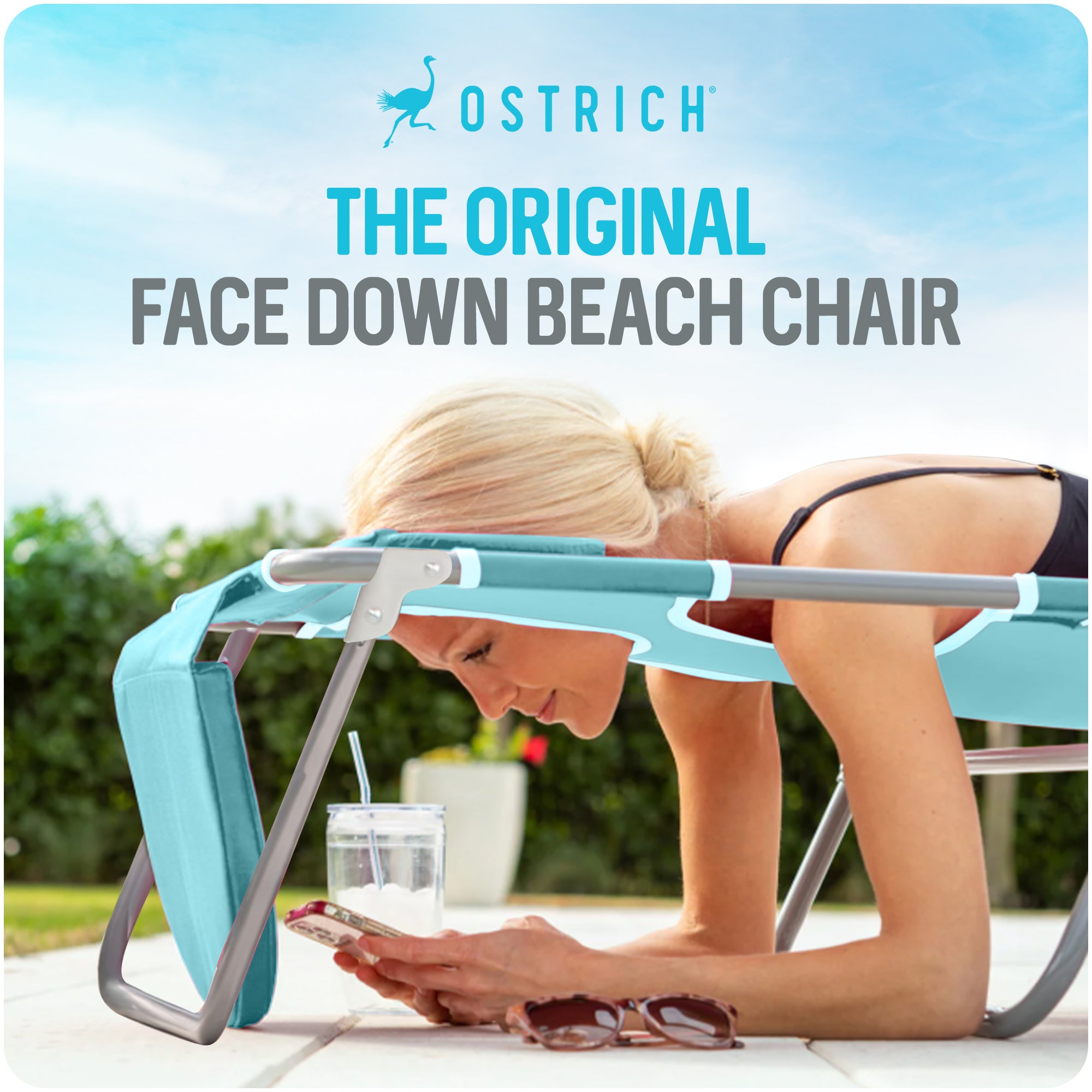 Ostrich Deluxe Lightweight Outdoor Lawn Beach Lounge Chair w/Footrest (Open Box) - VMInnovations