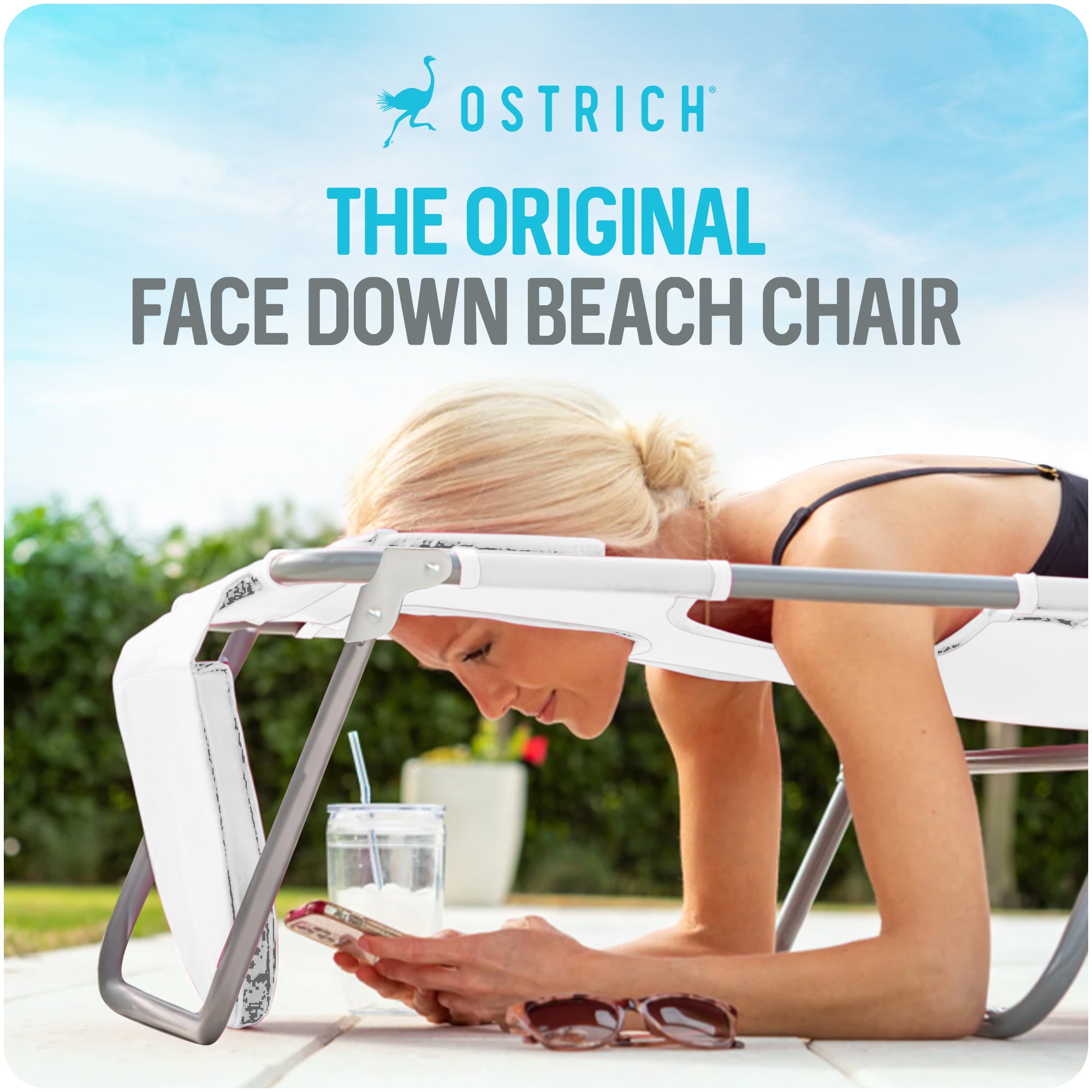 Ostrich Deluxe 3N1 Lightweight Outdoor Lawn Lounge Chair w/Footrest,White (Used)