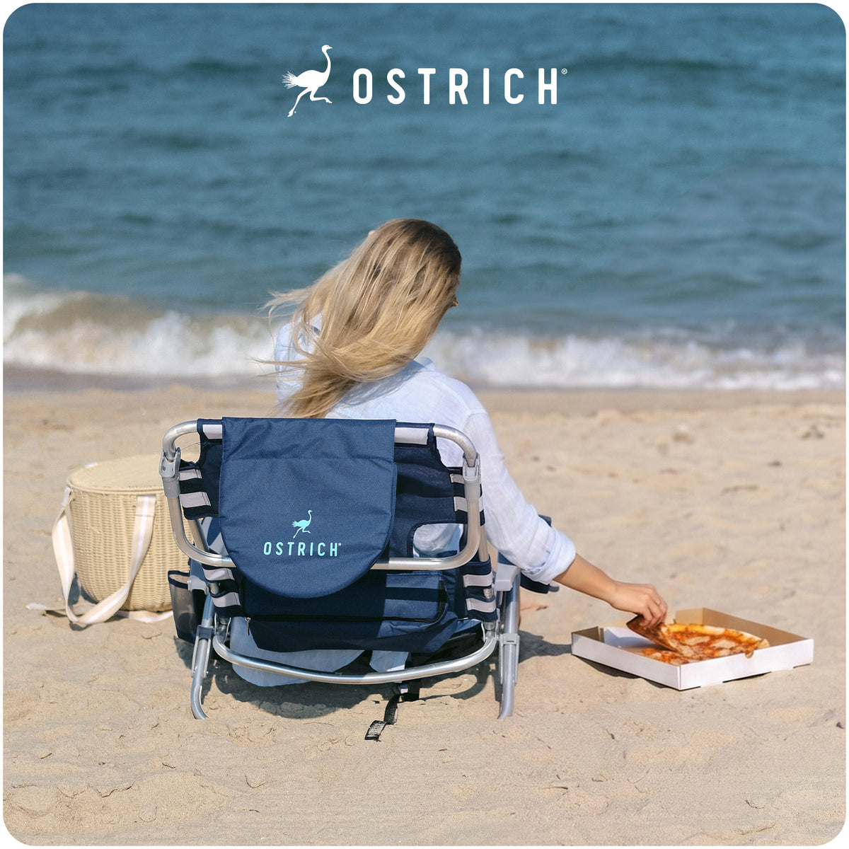 Ostrich The Deluxe Backpacker Portable Beach Chair with Cooler Bag, (Used) - VMInnovations