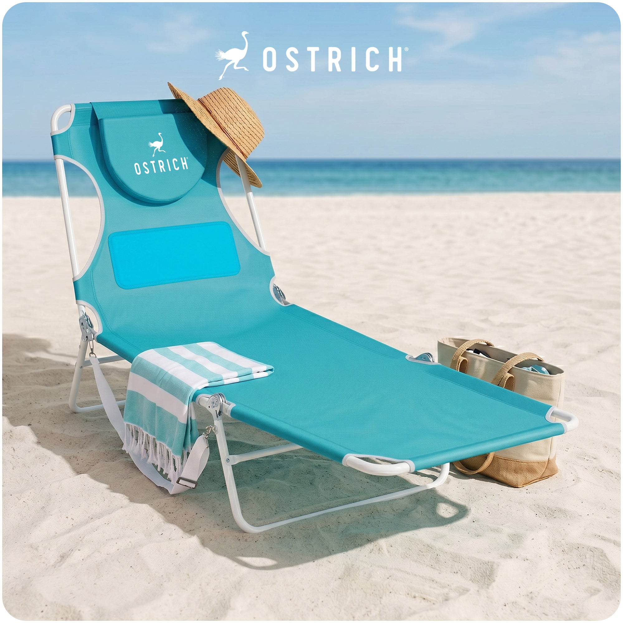 Ostrich Comfort Lounger, Foldable Beach Camping Pool Tanning Chair (Open Box) - VMInnovations