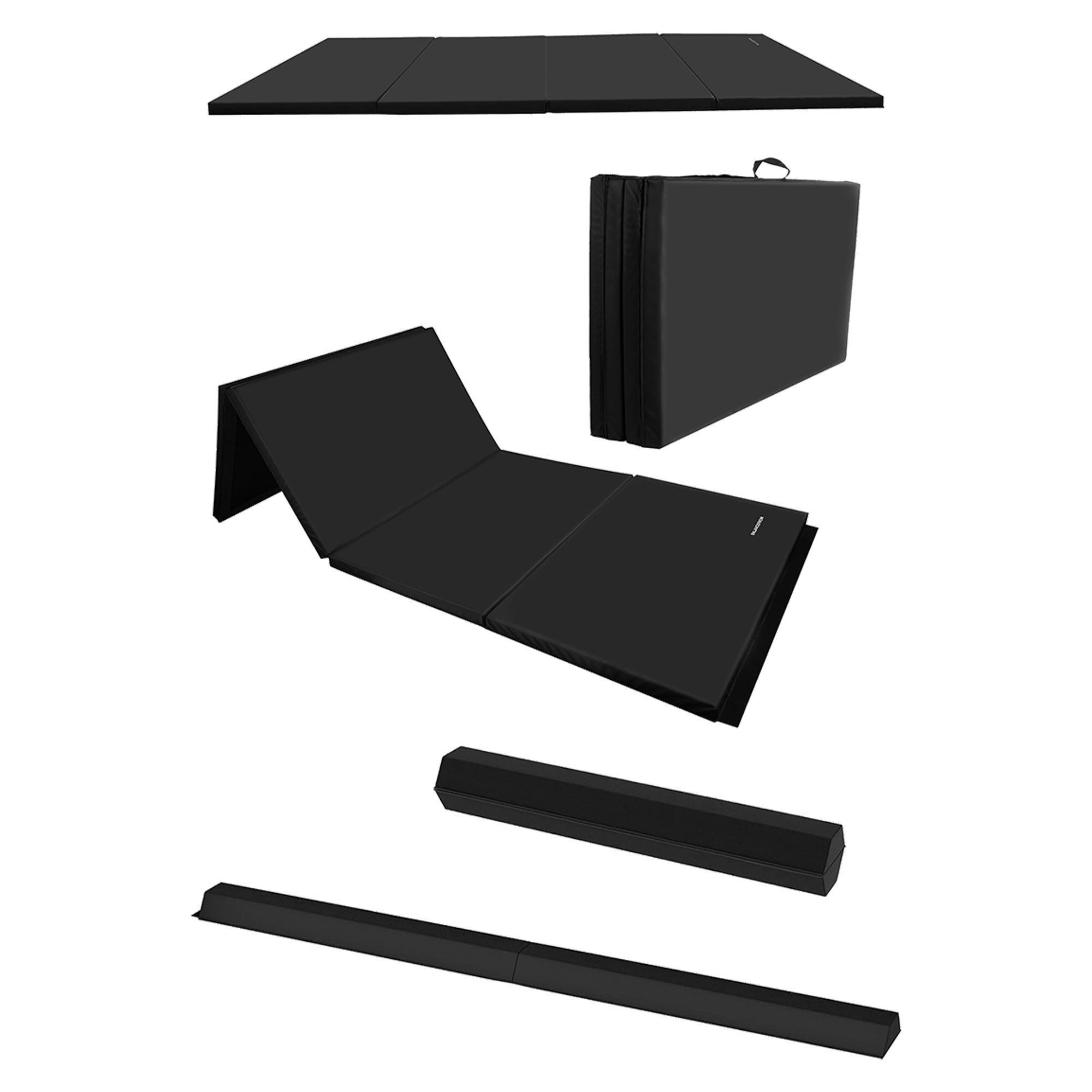 BalanceFrom Fitness All Purpose Mat with 8 Ft Balance Beam Gymnastic Set, Black